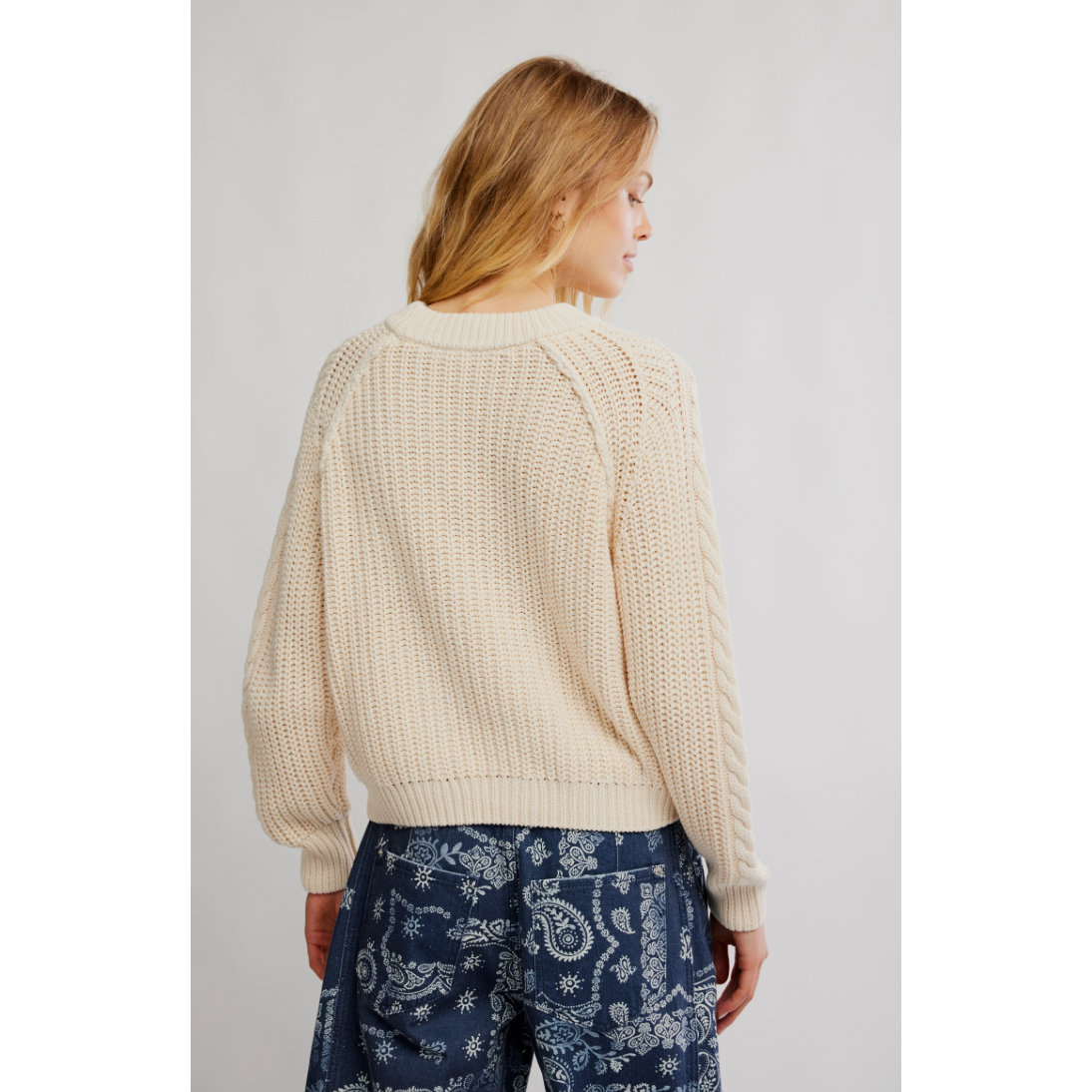 Free People - Frankie Cable Sweater in Buttercream