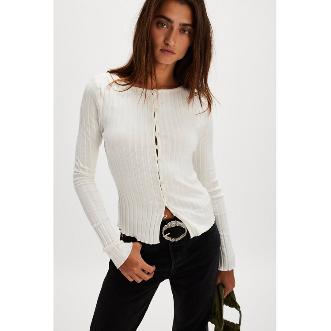 Free People - Tilly Long-Sleeve Cardi in Ivory