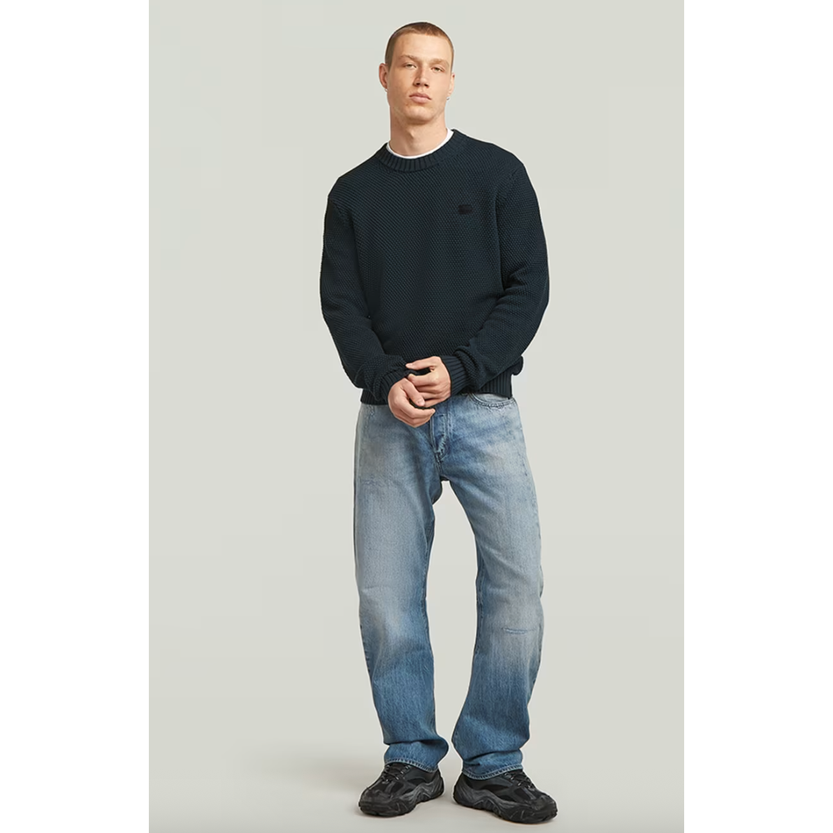 G Star - Honey Comb Structure Knit in Dark Patriot Blue