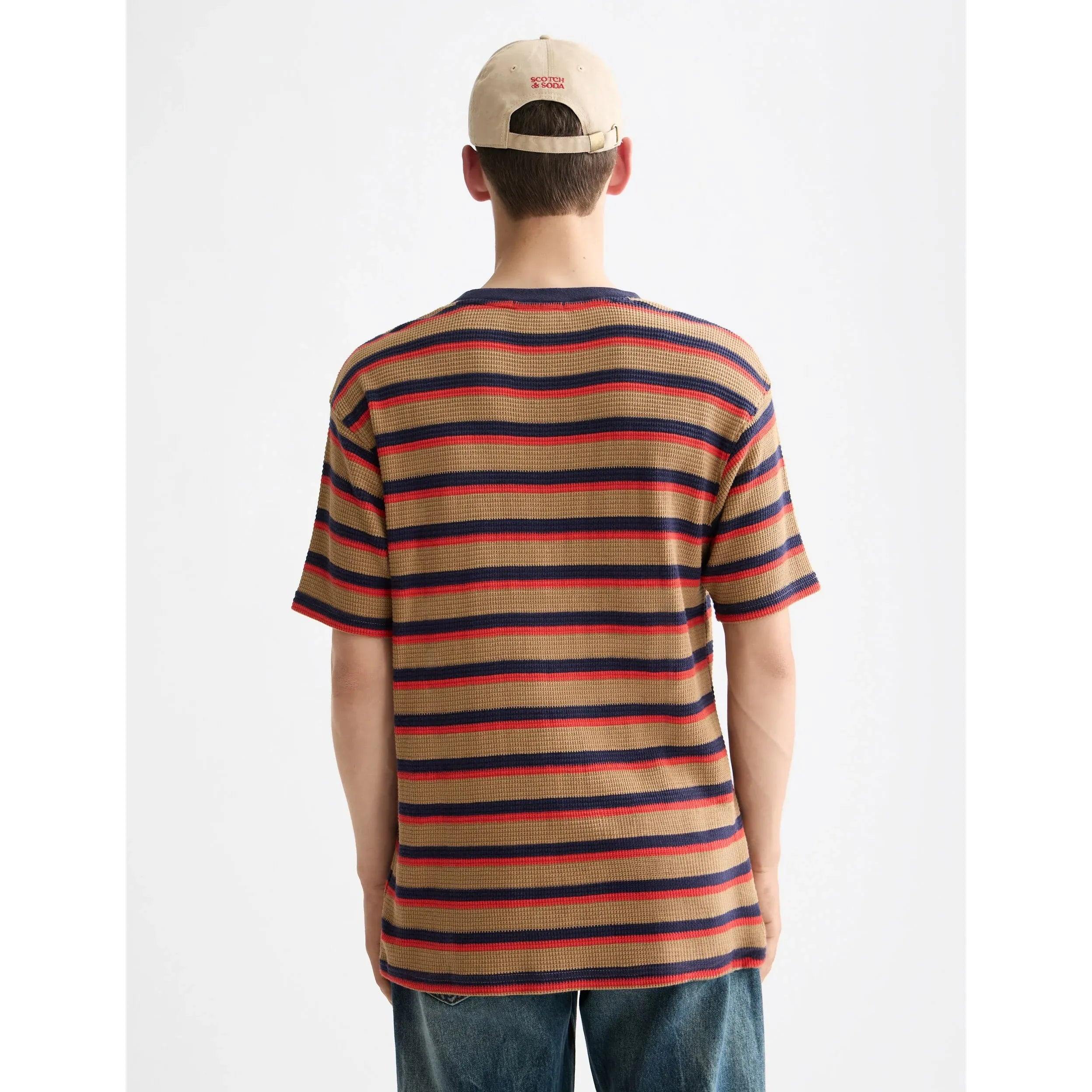 Scotch & Soda - Waffle Tee in Brown Multi Stripe