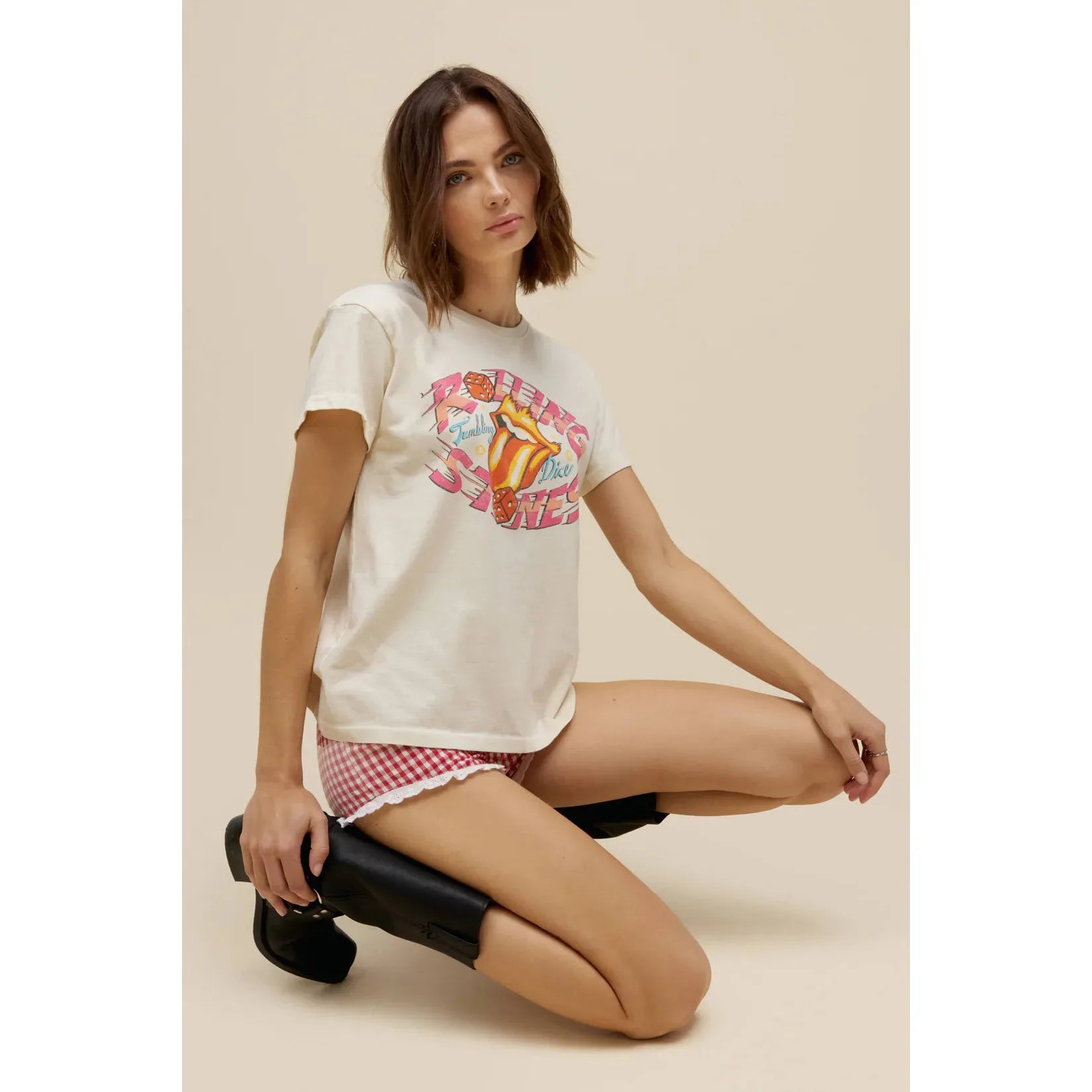 Daydreamer - Rolling Stones Tumbling Dice Tee in Stone Vintage