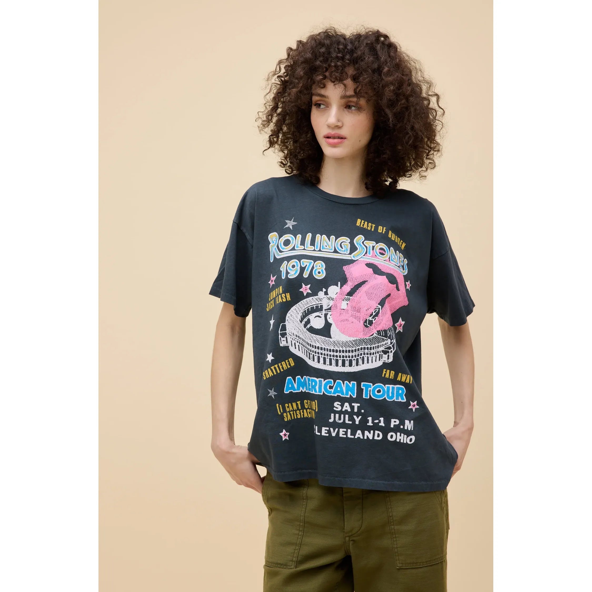 Daydreamer - Rolling Stones 1978 Merch Tee in Vintage Black