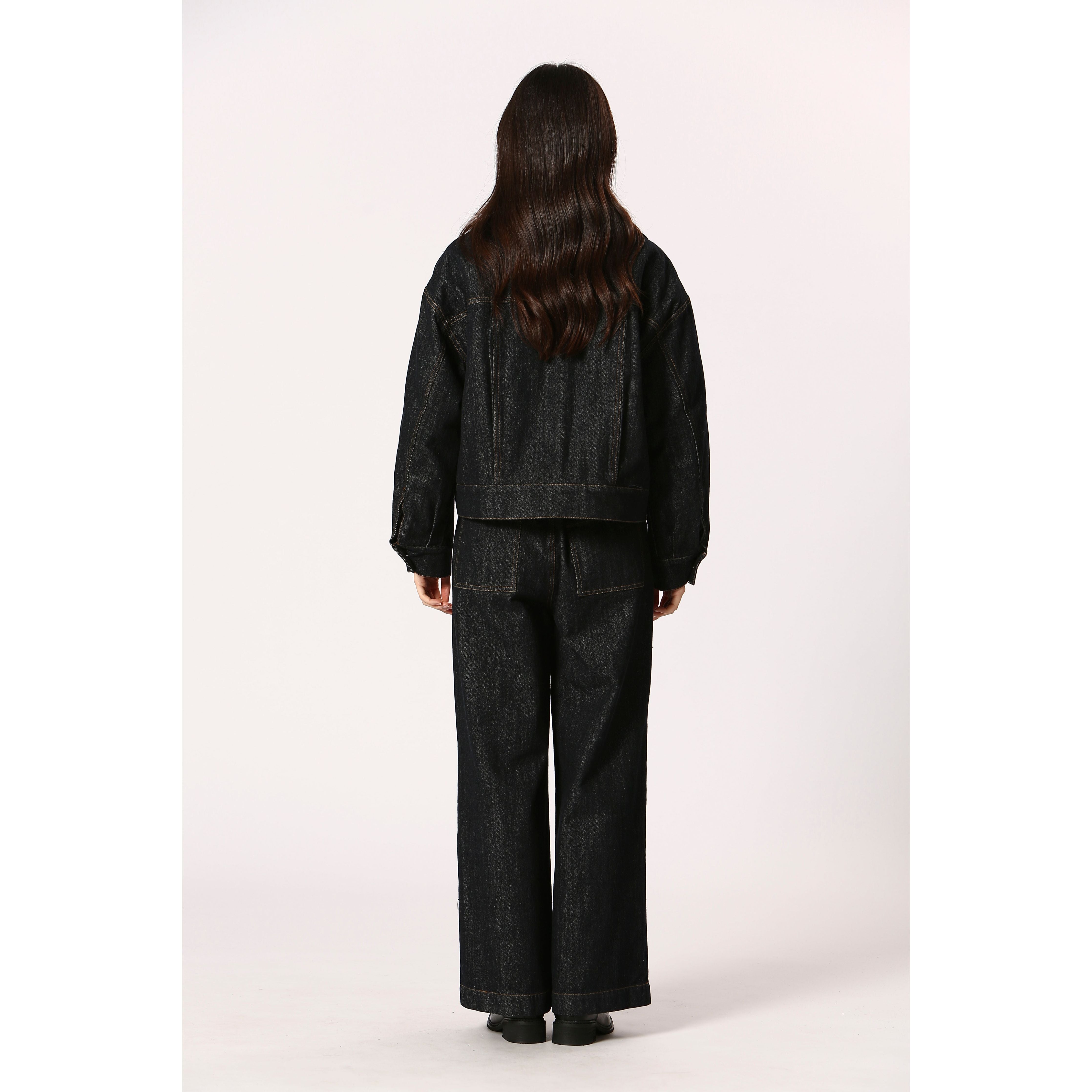 Korner - Padded Denim Jacket in Dark Rinse