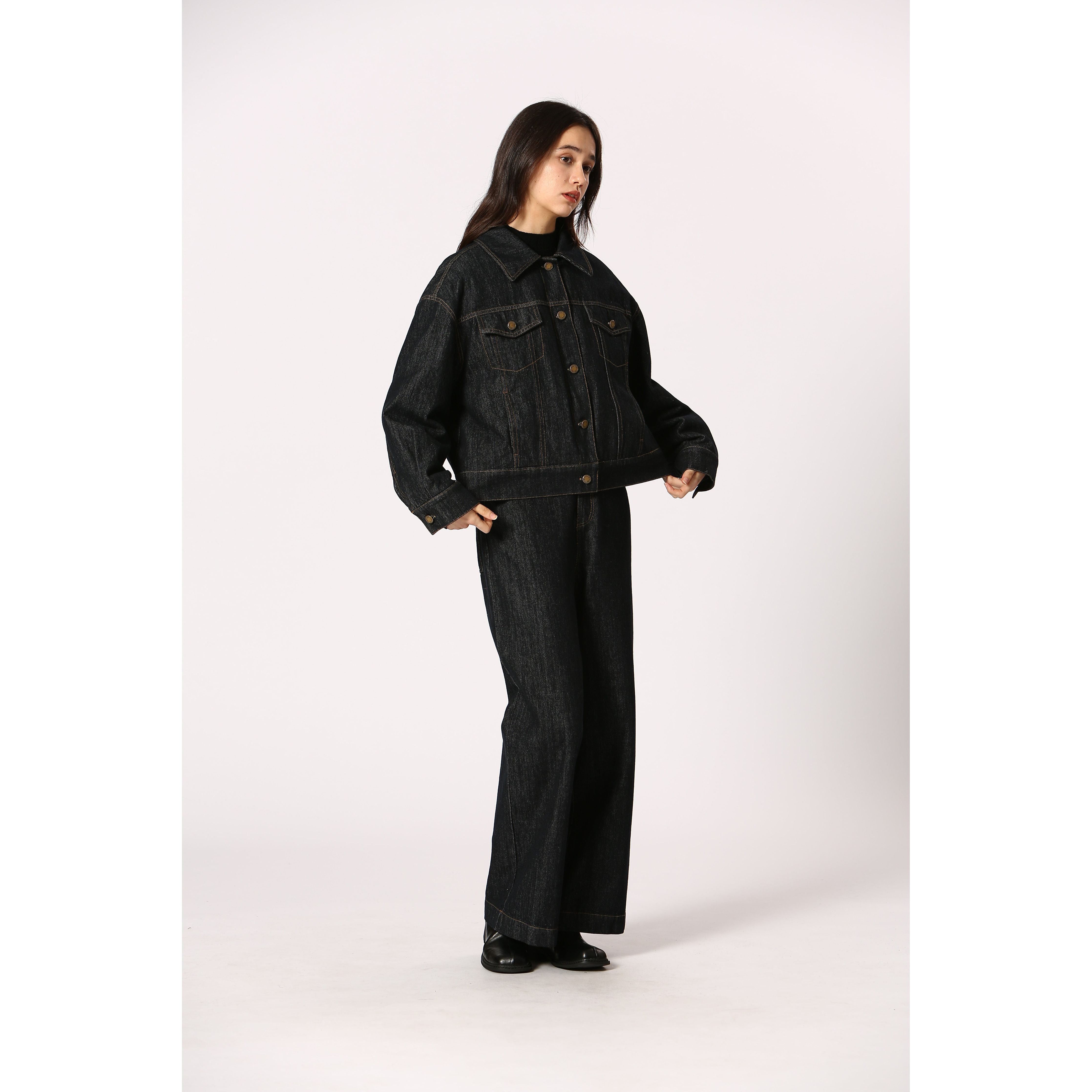 Korner - Padded Denim Jacket in Dark Rinse