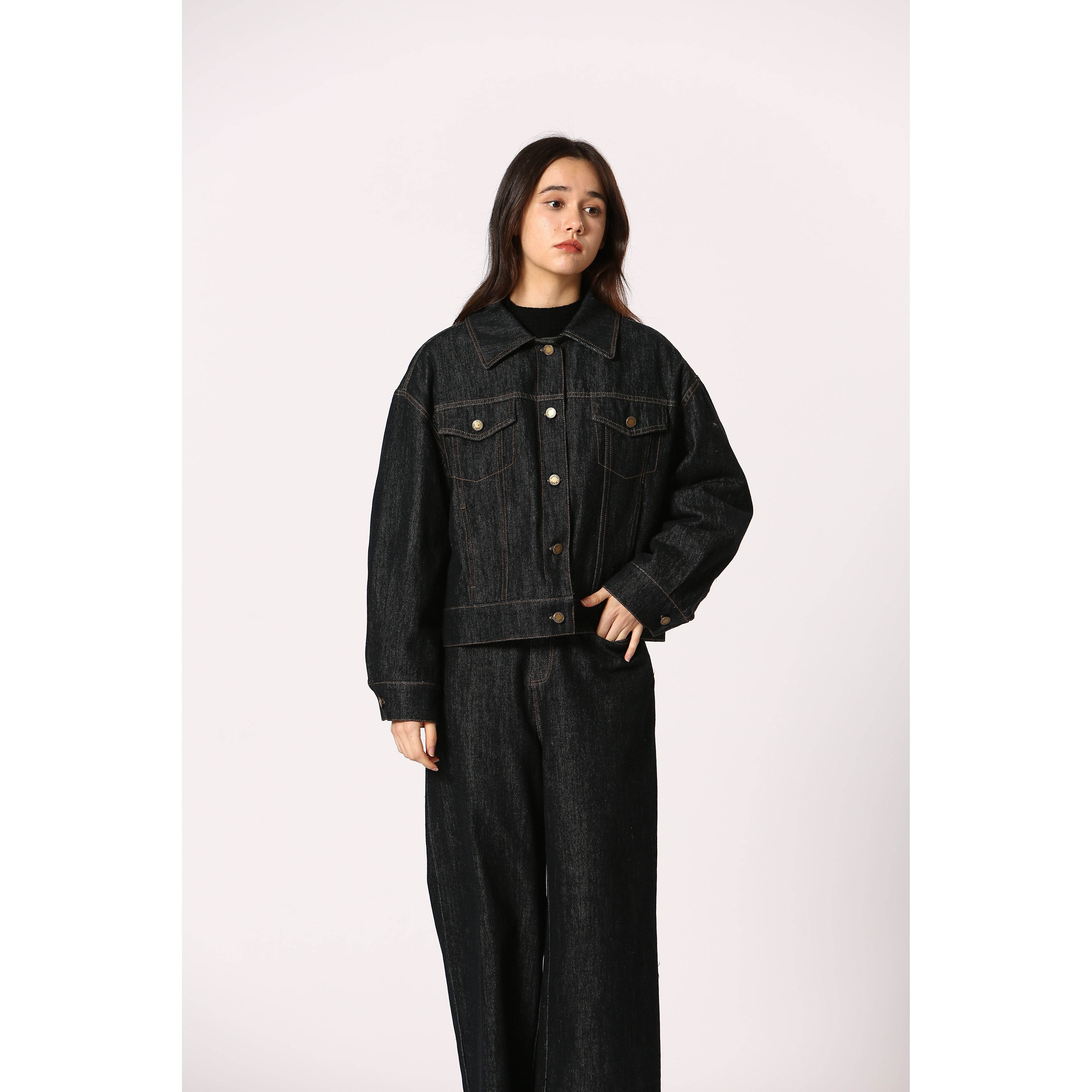 Korner - Padded Denim Jacket in Dark Rinse