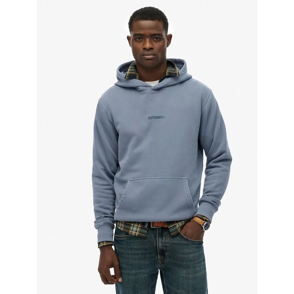Super Dry - Micro Logo Hoodie in Flint Stone Blue