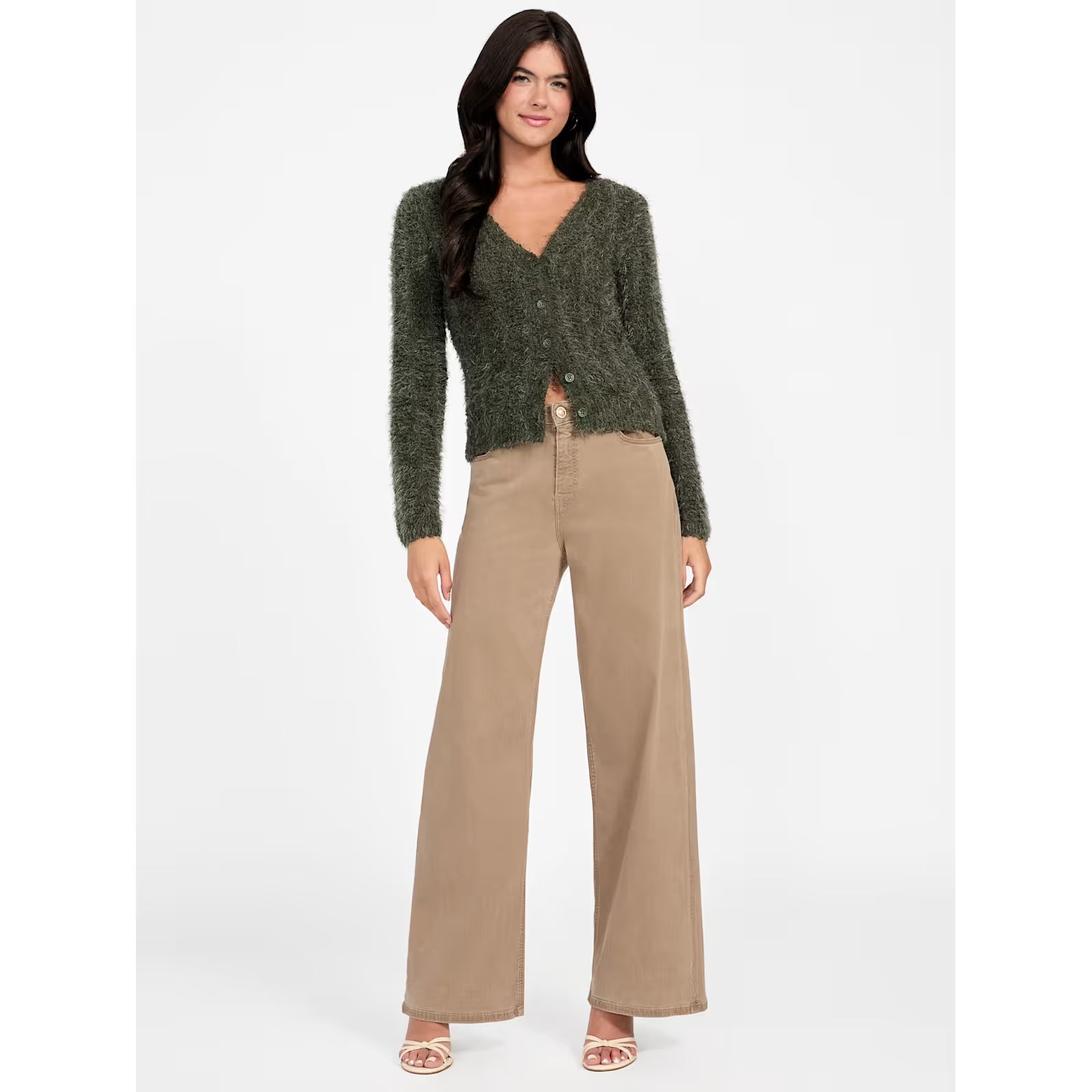 Guess - Bea Open Stitch Cardigan in Green Depths