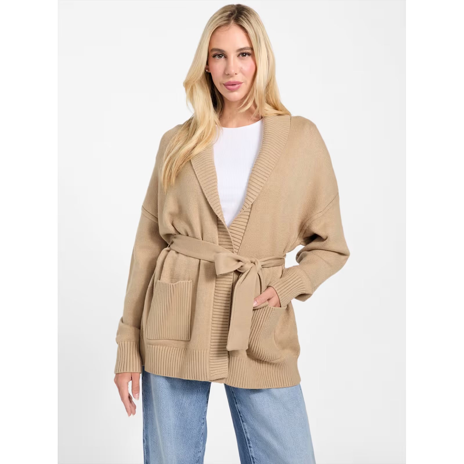 Guess - Belted Cardigan in Beige