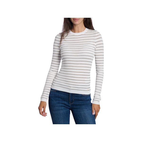 Guess - Kyla Sweater in White/Black/Gold Stripes