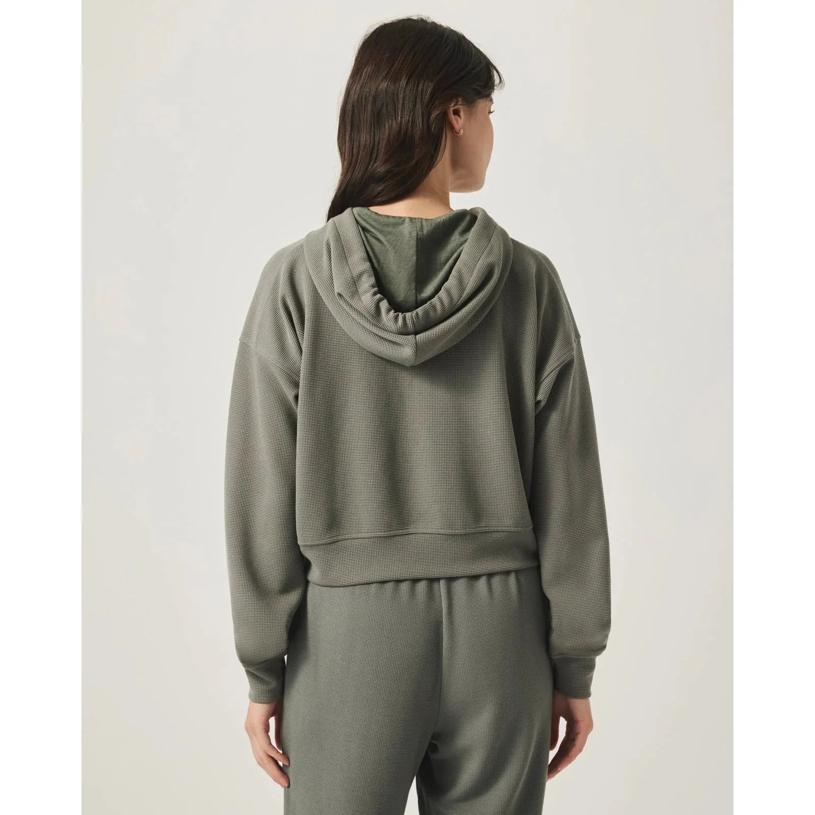 Splendid - Waffle Scuba Zip-Up Pullover in Soft Vintage Olive Branch