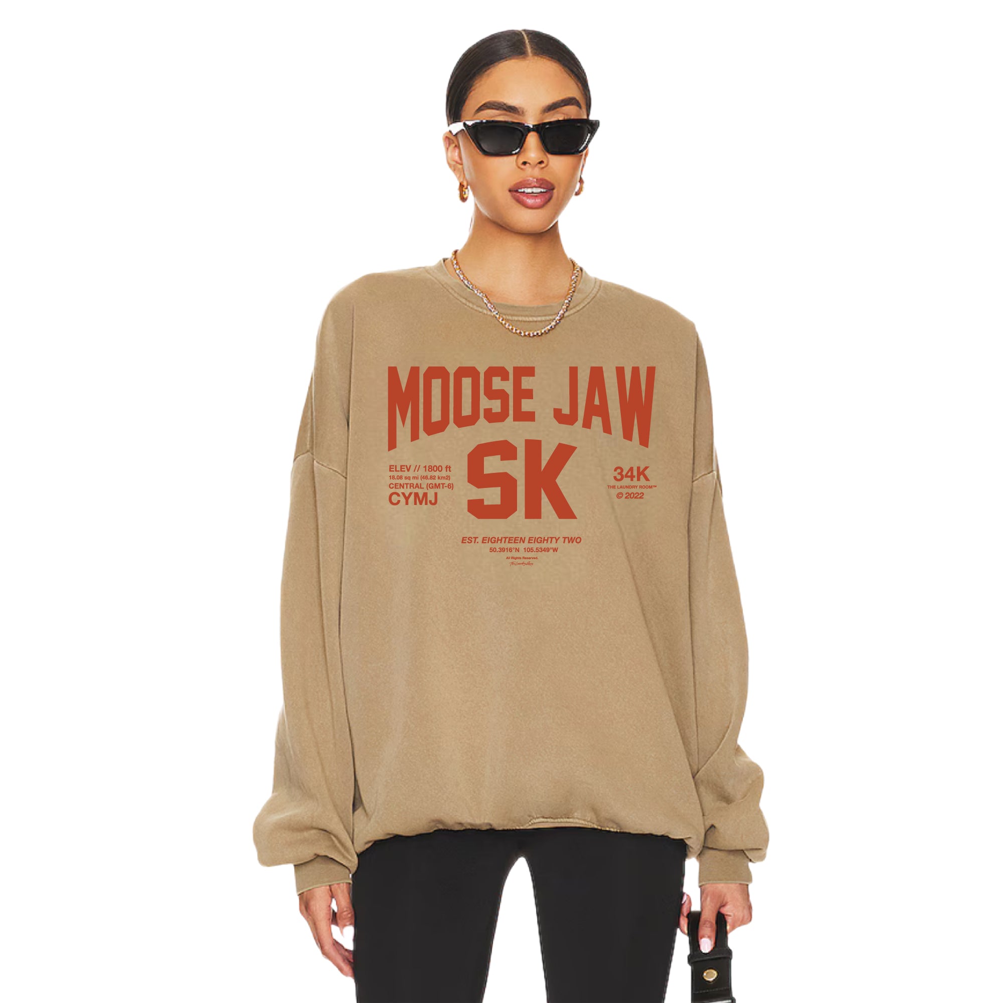 The Laundry Room - Welcome to Moose Jaw Sweatshirt in Camel