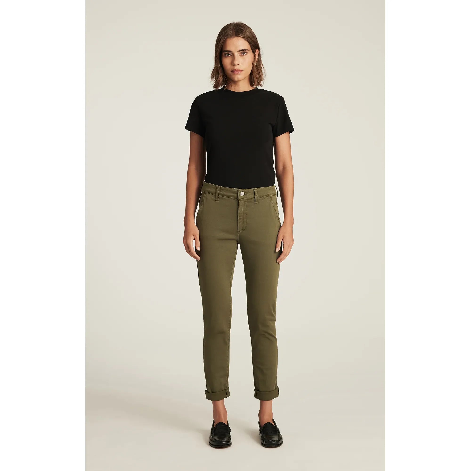 Mavi - Kathleen Slim Boyfriend in Dark Olive Casual Twill