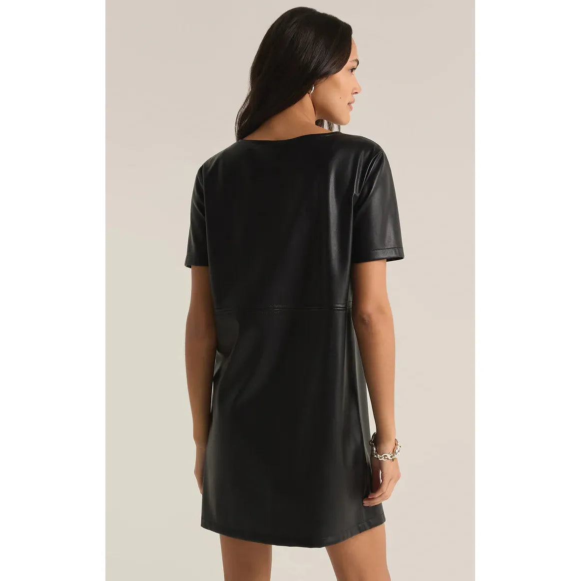 Z Supply - London Faux Leather Mini Dress in Black