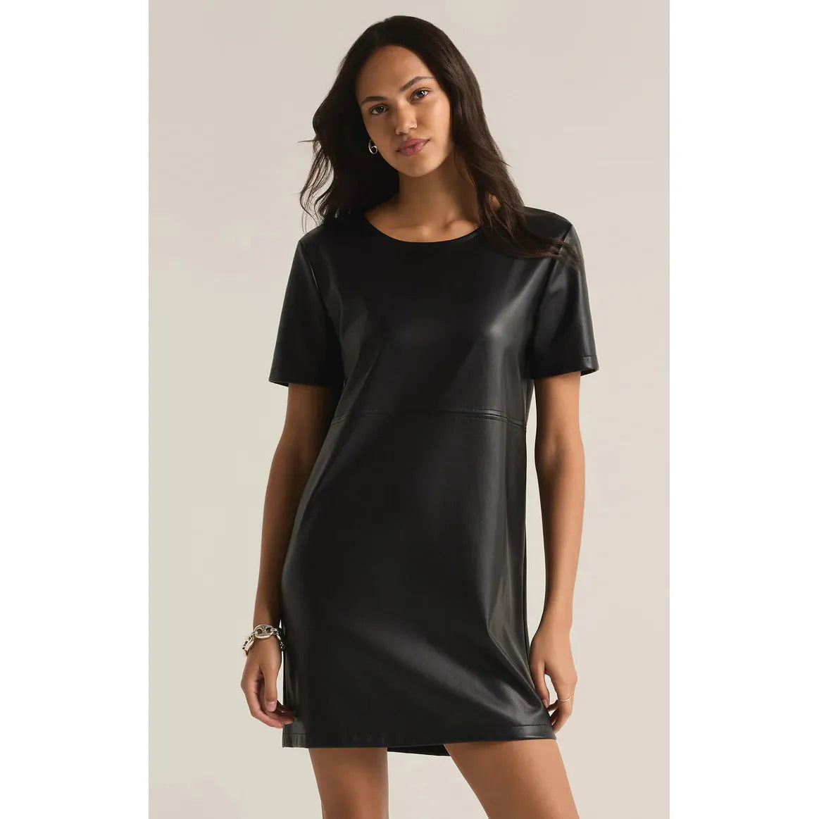 Z Supply - London Faux Leather Mini Dress in Black