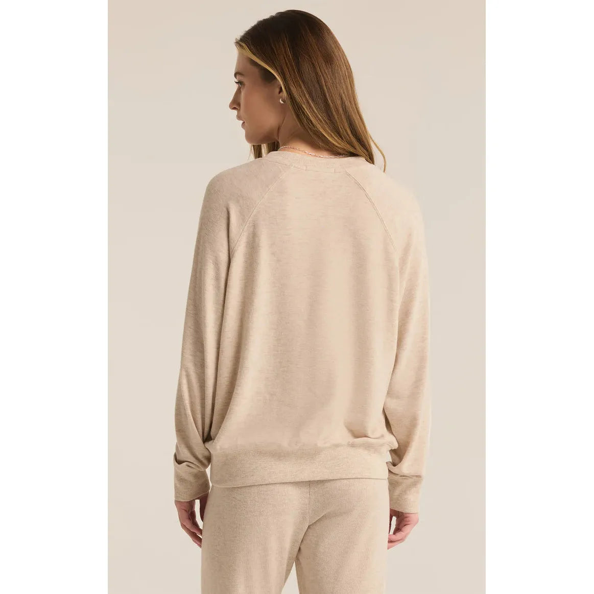 Z Supply -  Cassie Wine Wonderland Sweatshirt in Oat Heather