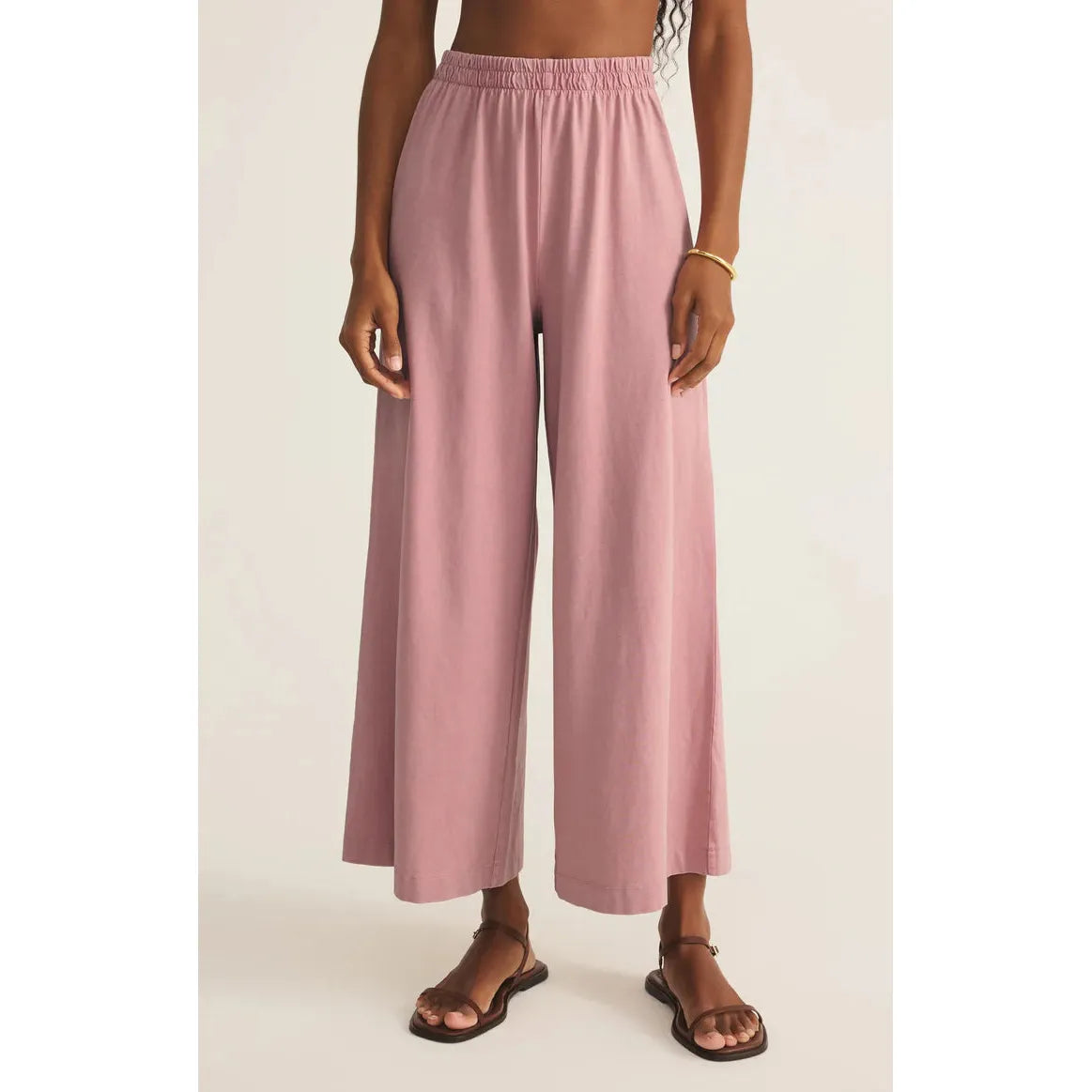 Z Supply - Scout Jersey Crop Flare Pant in Pink Smoke