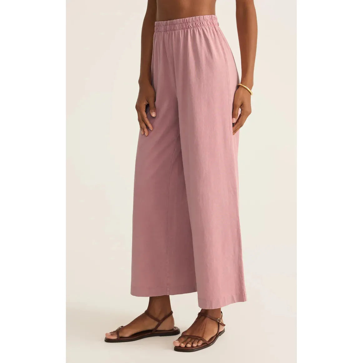Z Supply - Scout Jersey Crop Flare Pant in Pink Smoke
