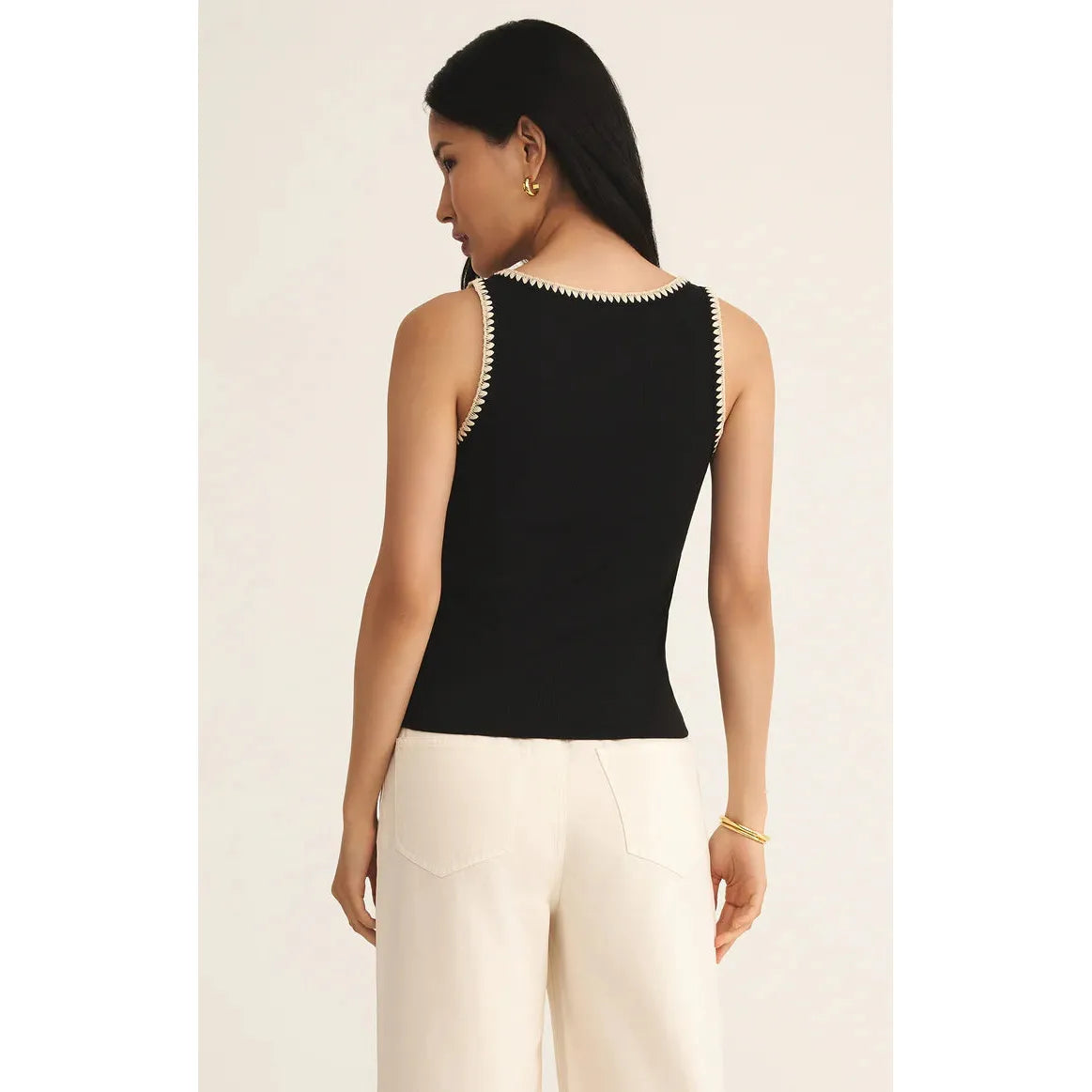 Z Supply - Jaidynn Whipstitch Rib Tank in Black