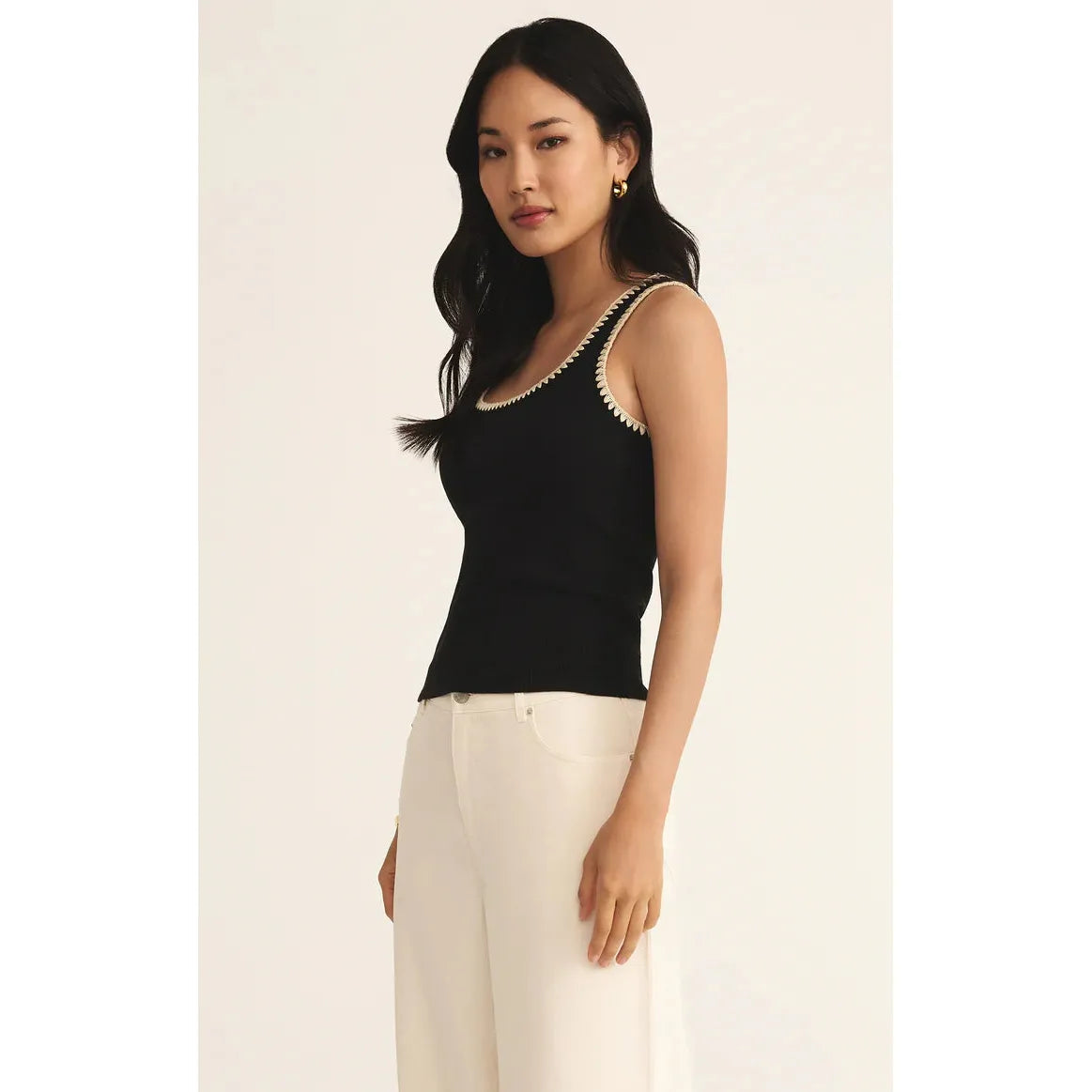 Z Supply - Jaidynn Whipstitch Rib Tank in Black