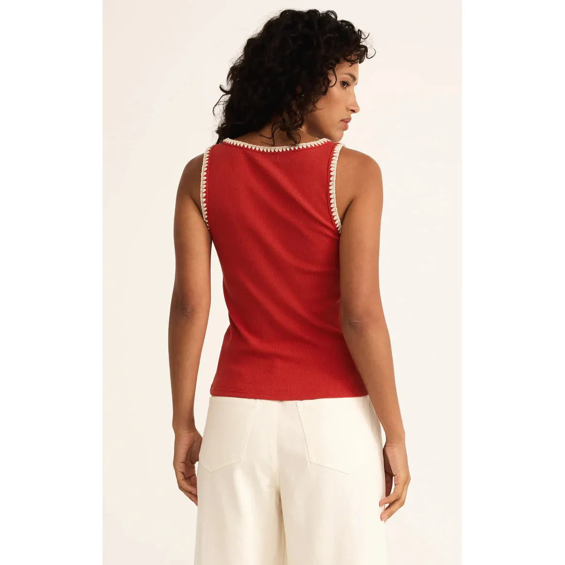 Z Supply - Jaidynn Whipstitch Rib Tank in Cabana Red