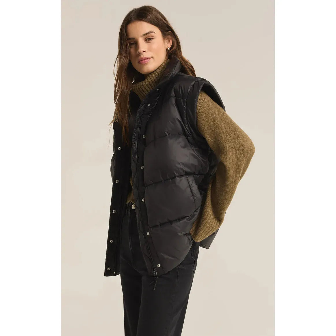 Z Supply -  Sundown Oversized Puffer Vest in Black