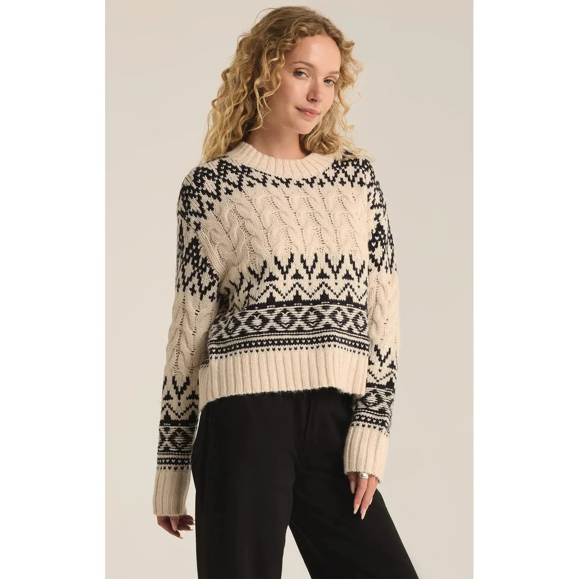 Z Supply - Garland Fairisle Sweater in Sea Salt