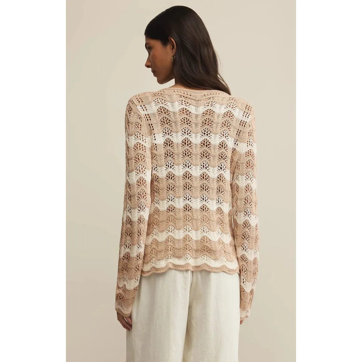 Z Supply - Azure Striped Crochet Sweater in Panna Cotta