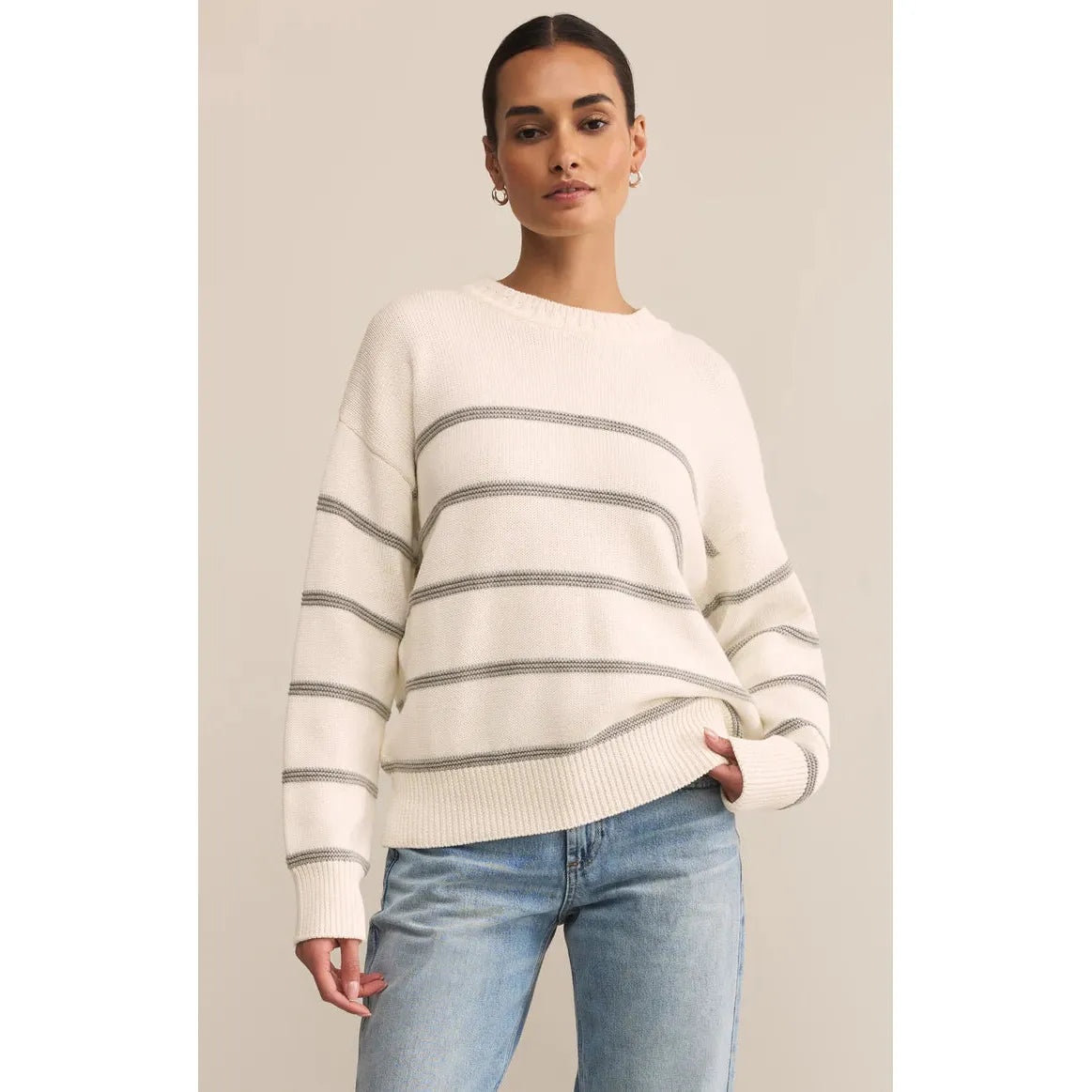 Z Supply - Boyfriend Striped Sweater in White