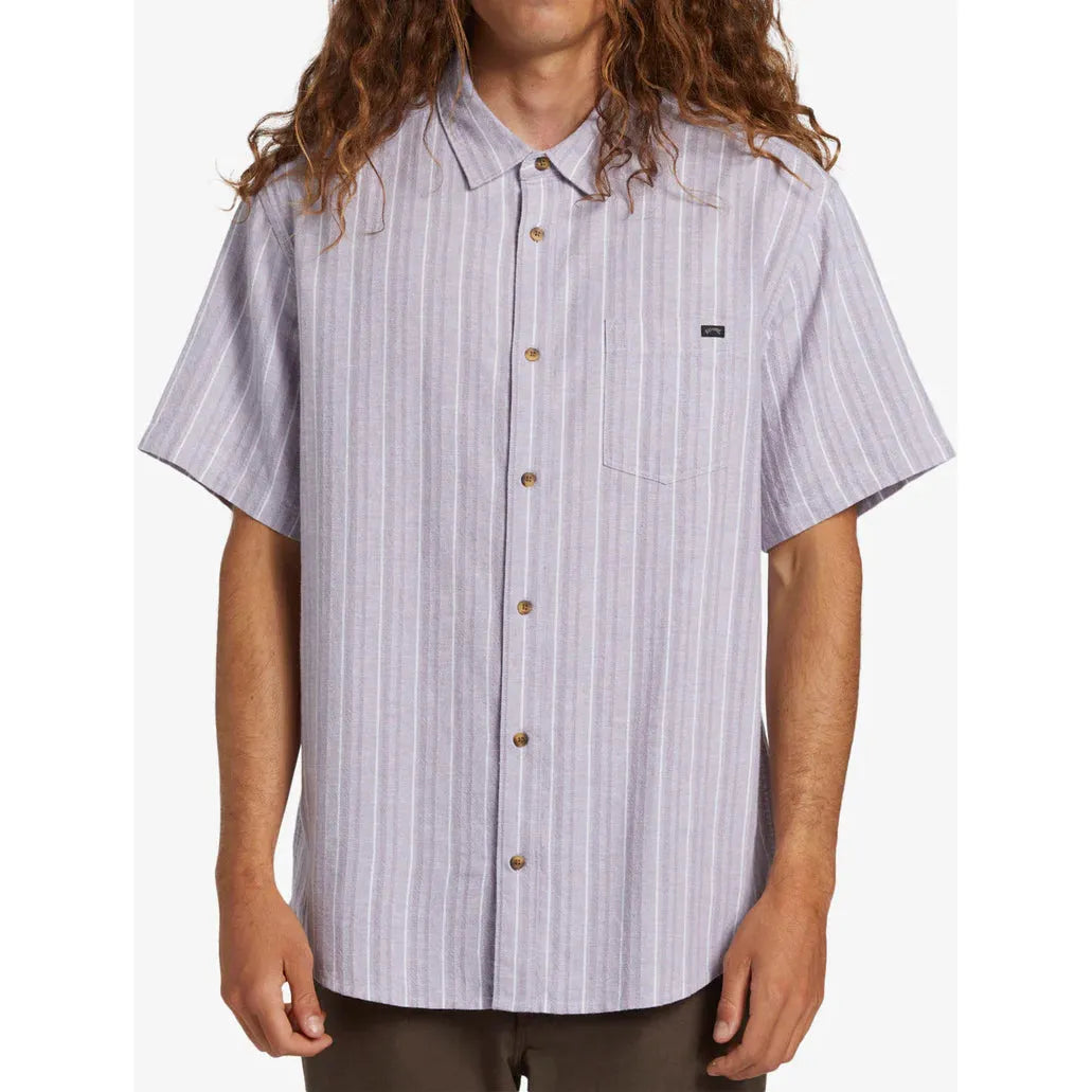 Billabong - All Day Stripe Short Sleeve Woven Shirt in Grey Violet