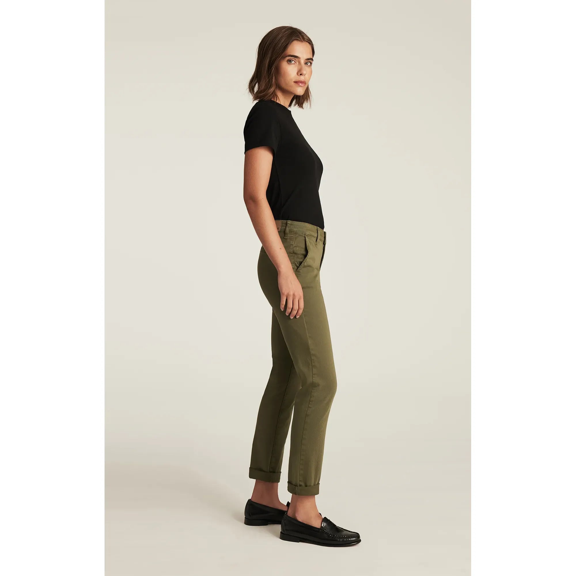 Mavi - Kathleen Slim Boyfriend in Dark Olive Casual Twill