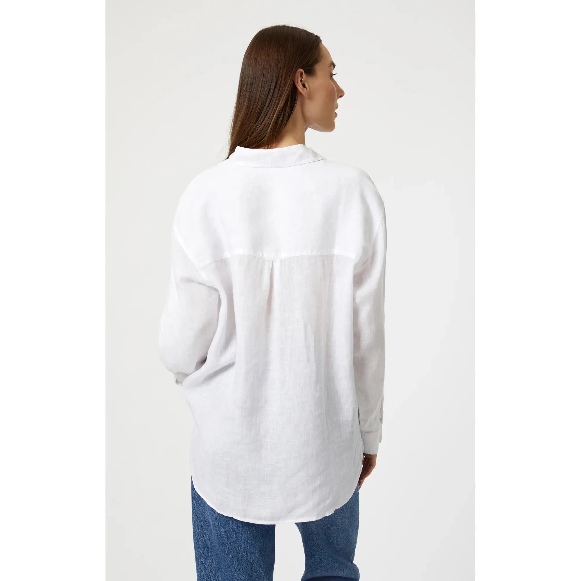 Mavi - Linen Button-Up Shirt in White