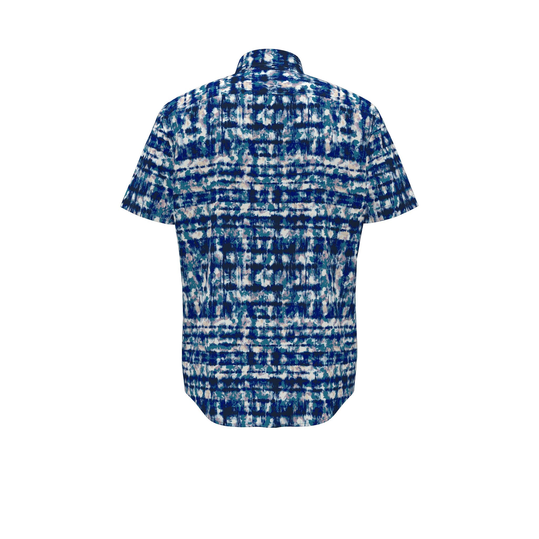 Penguin - Short Sleeve Linen Button Up in Tie Dye Mazarine Blue