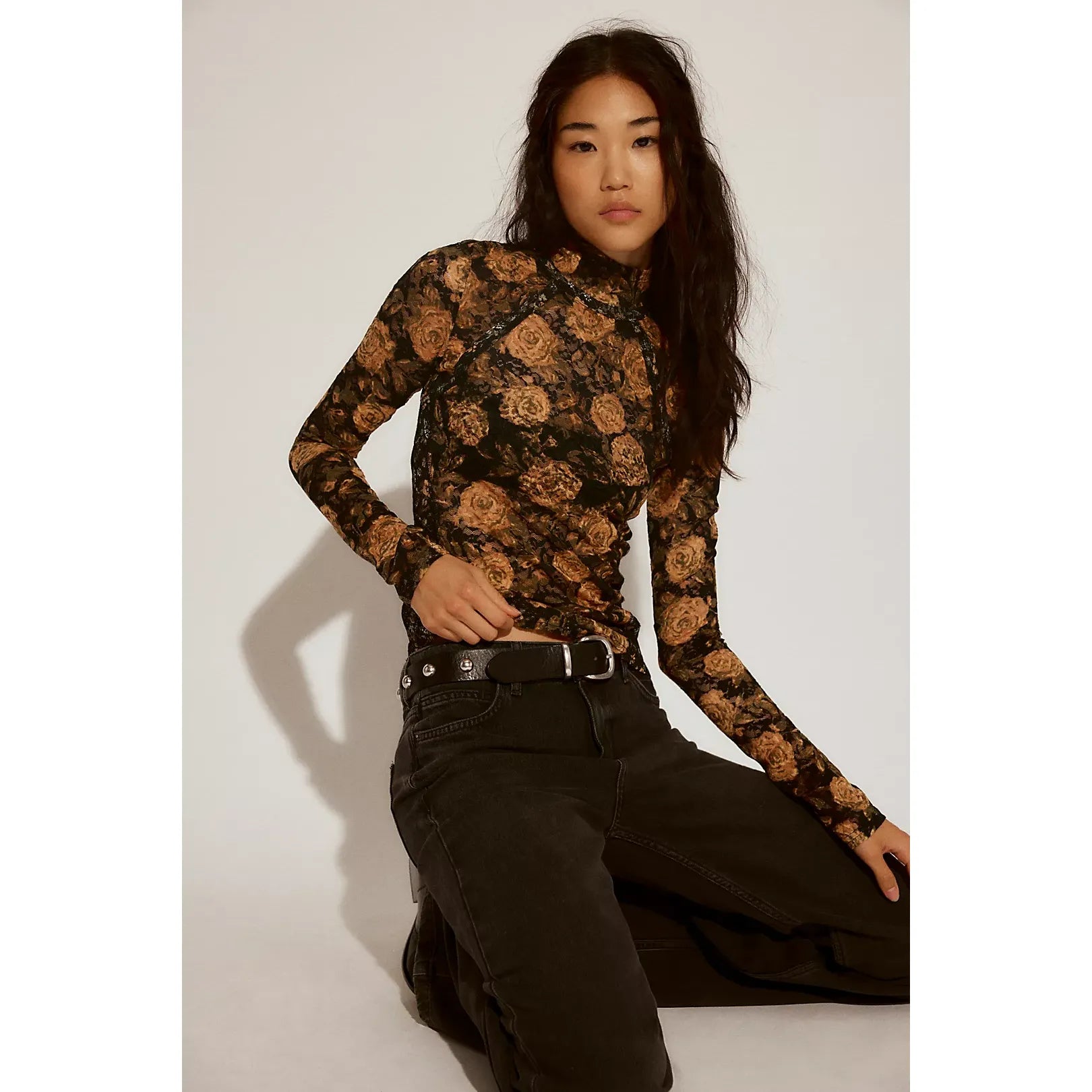 Free People - Lyric Long Sleeve in Black Combo