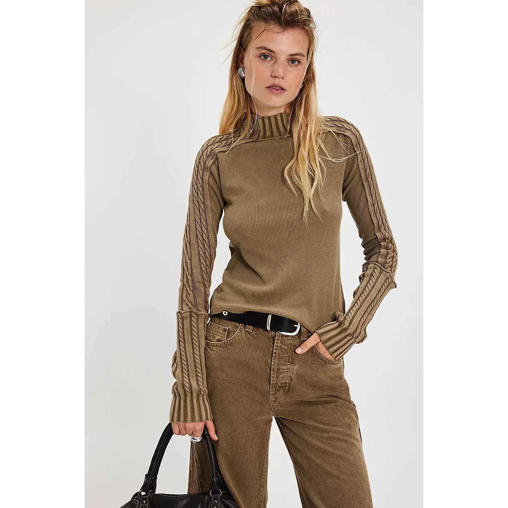 Free People - Breezy Swit Top in Fossil Dune