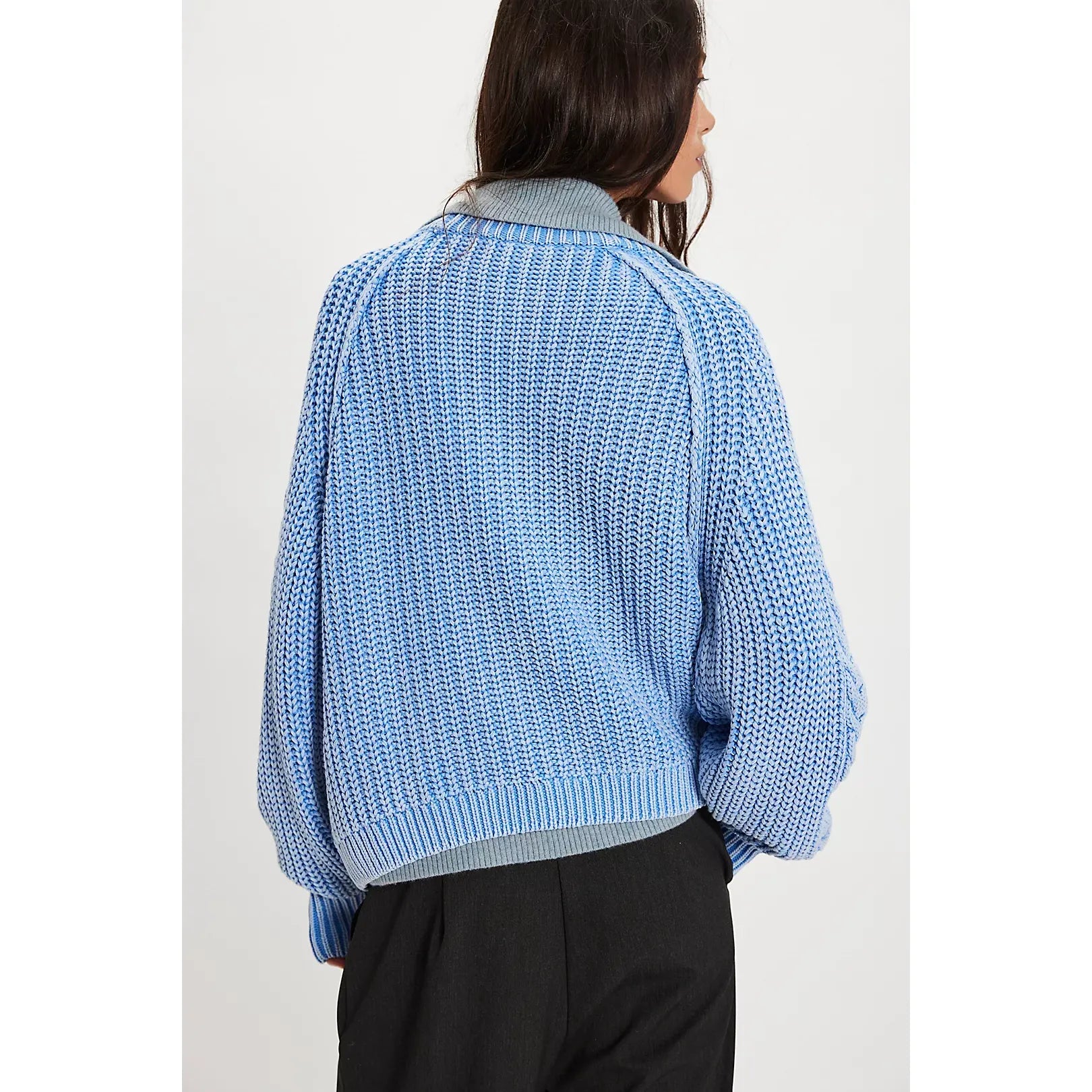 Free People - Frankie Cable Sweater in Della Robbia Blue