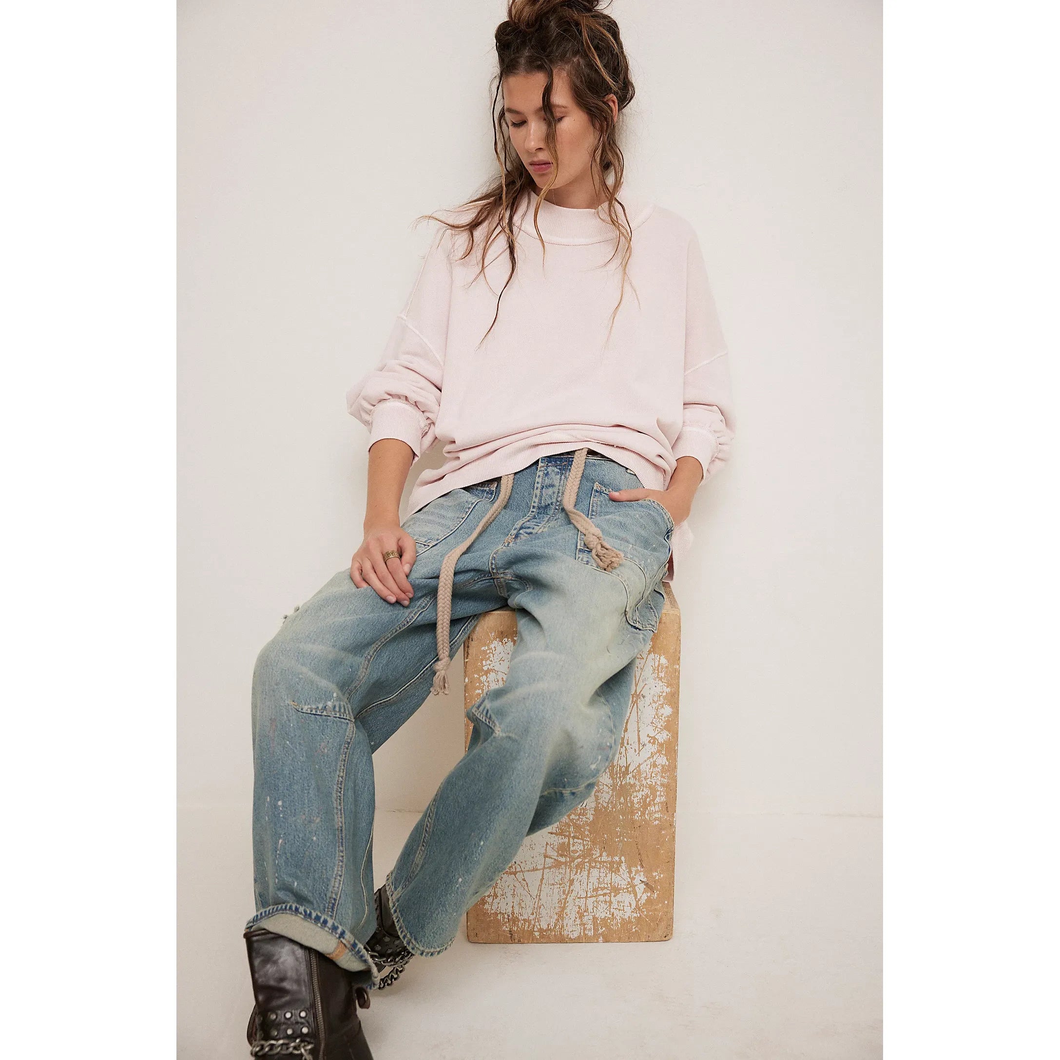 Free People -  Palm Springs Pullover in Mauve Chalk