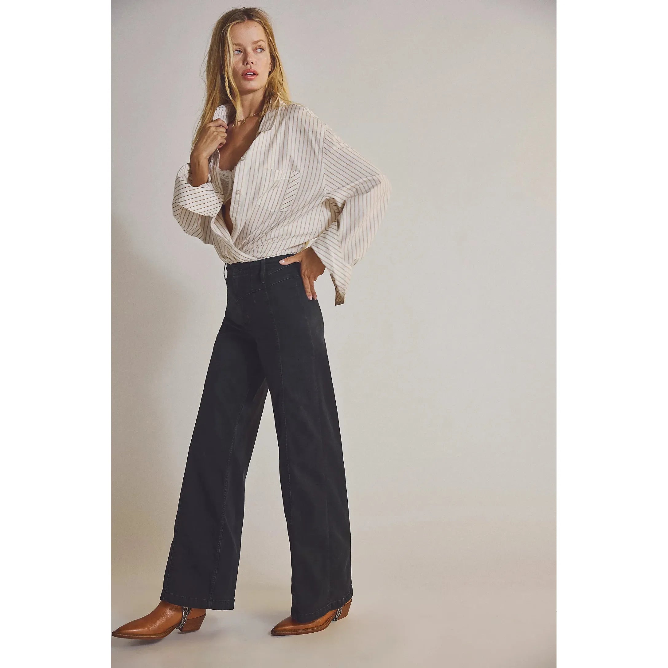Free People - Libre Wide-Leg Jeans in Cafe Noir