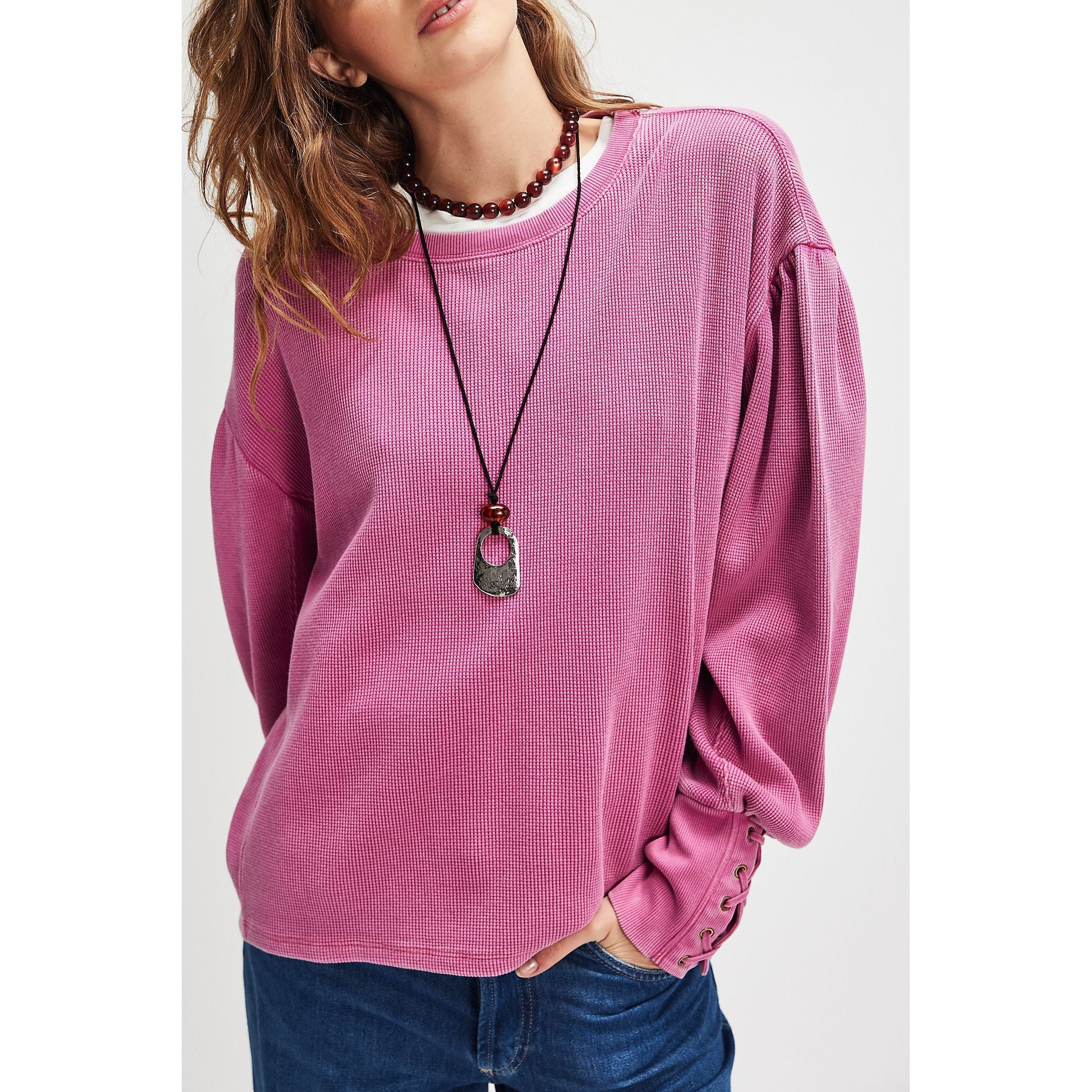 Free People - Lace Cuff Long Sleeve in Plumdrop