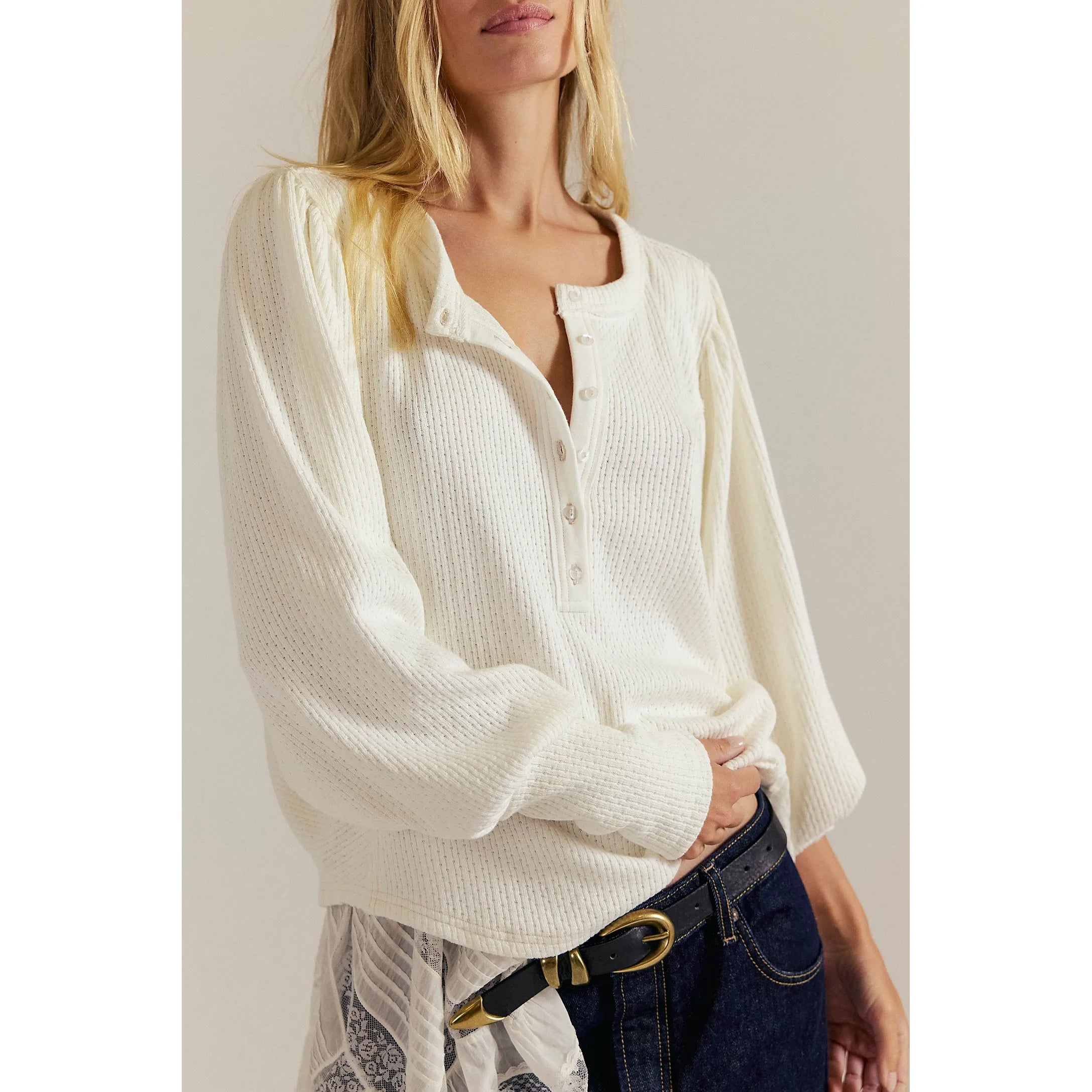 Free People -  Quinn Knit Thermal in Ivory