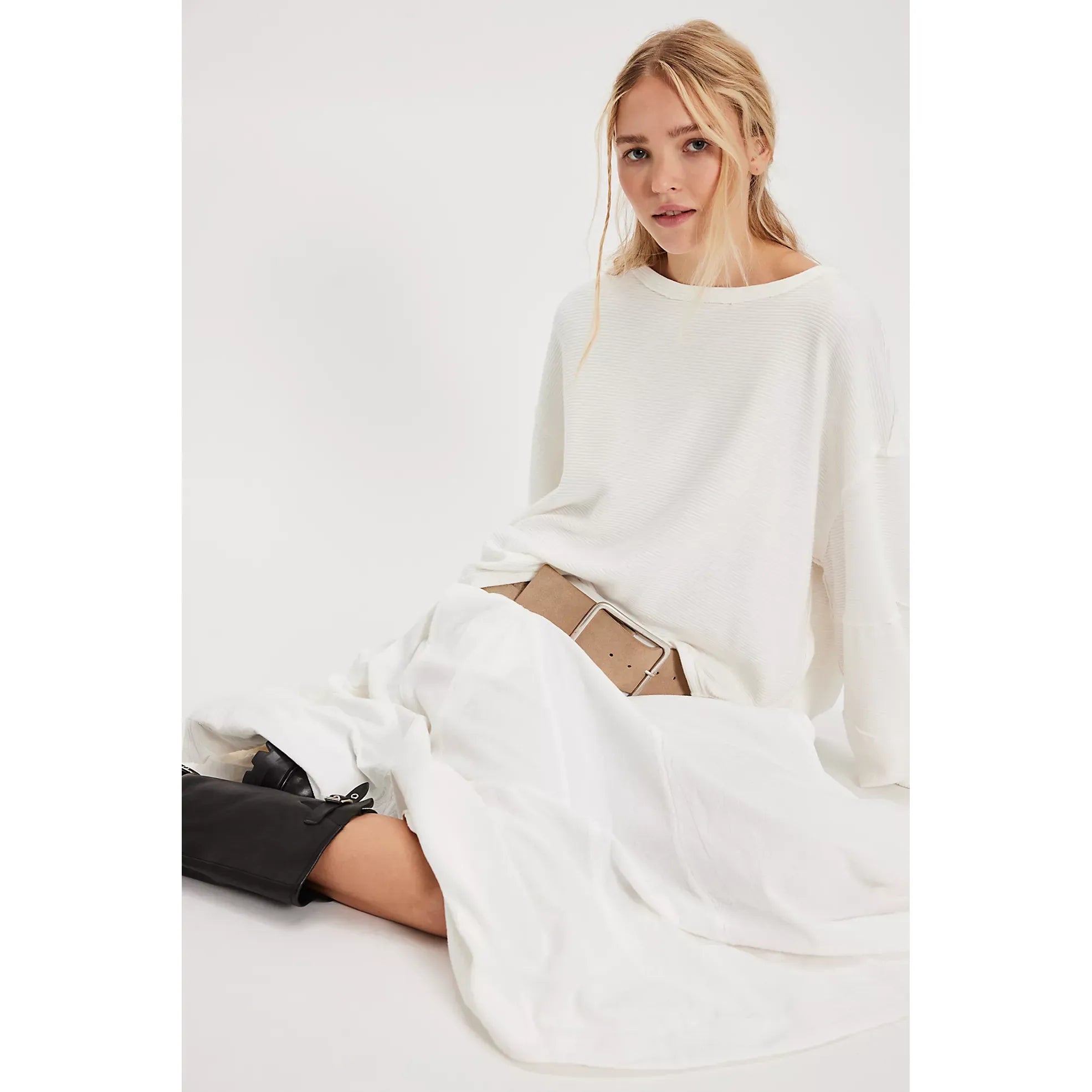 Free People - Total Eclipse Tee in Clean Ivory