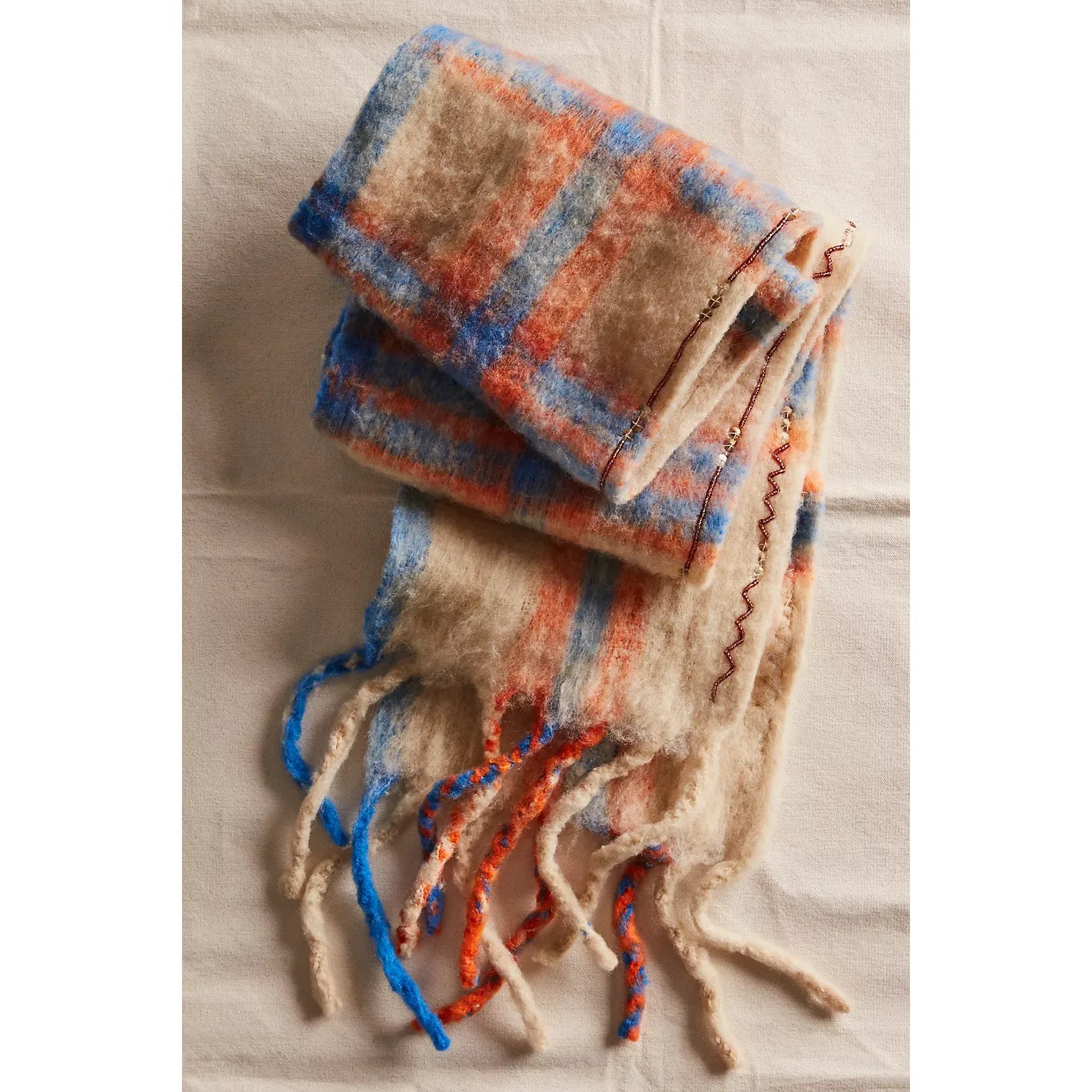 Free People - Highland Plaid Skinny Scarf in Ivory