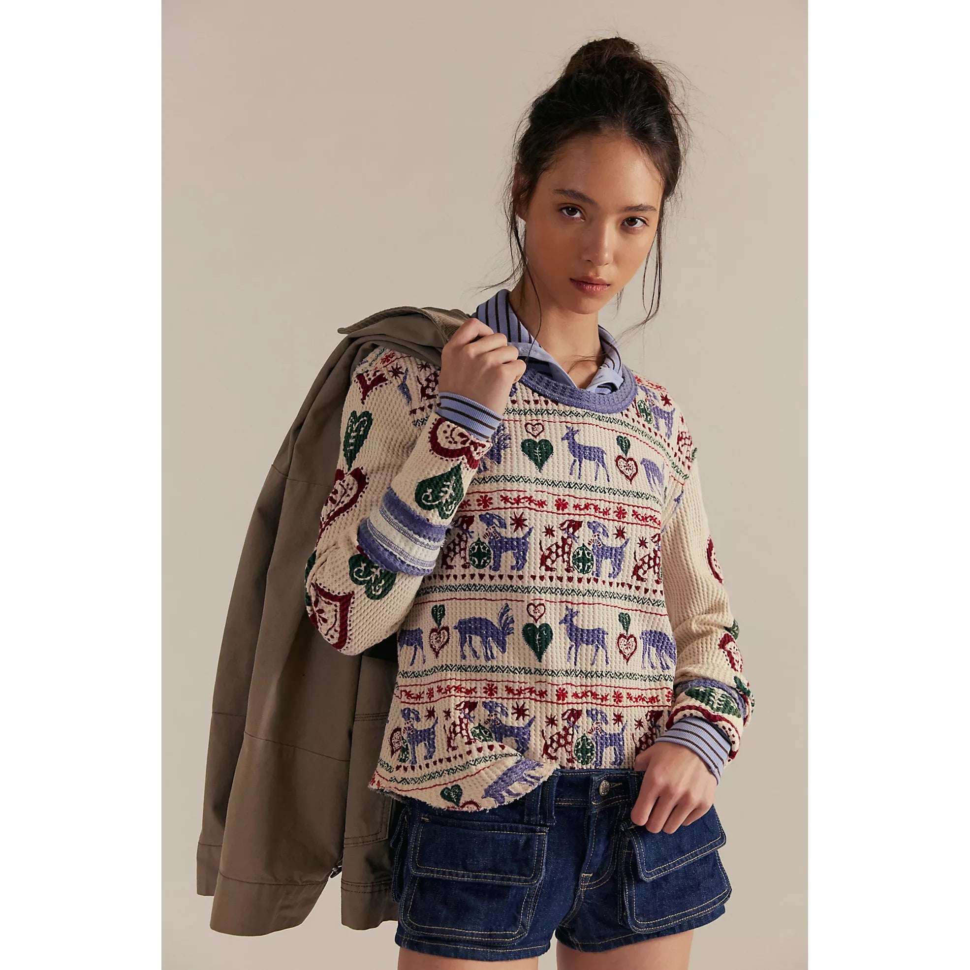 Free People - Blissful Layering Tee in Snowfall Combo