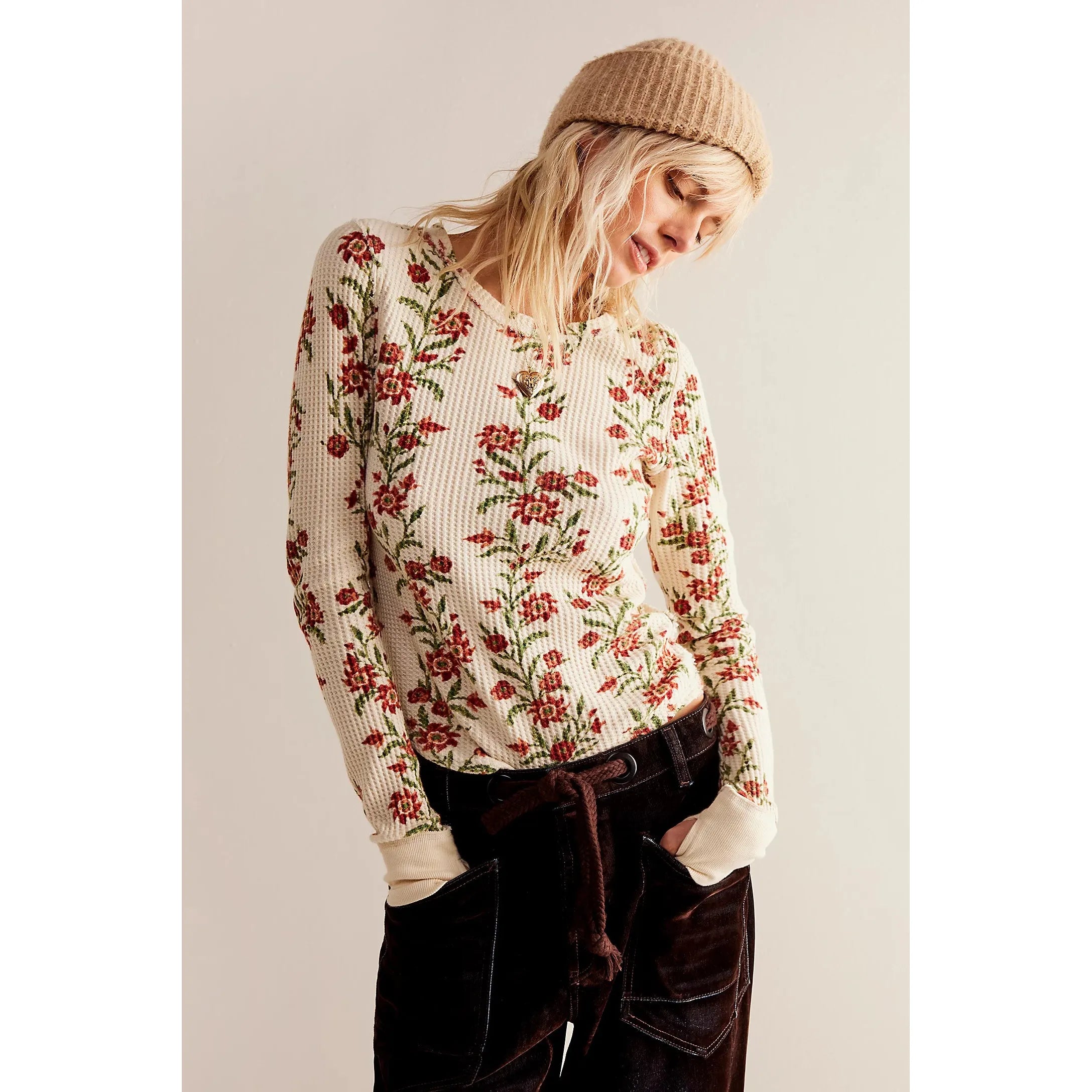 Free People - Pretty Little Thermal in Sand Combo