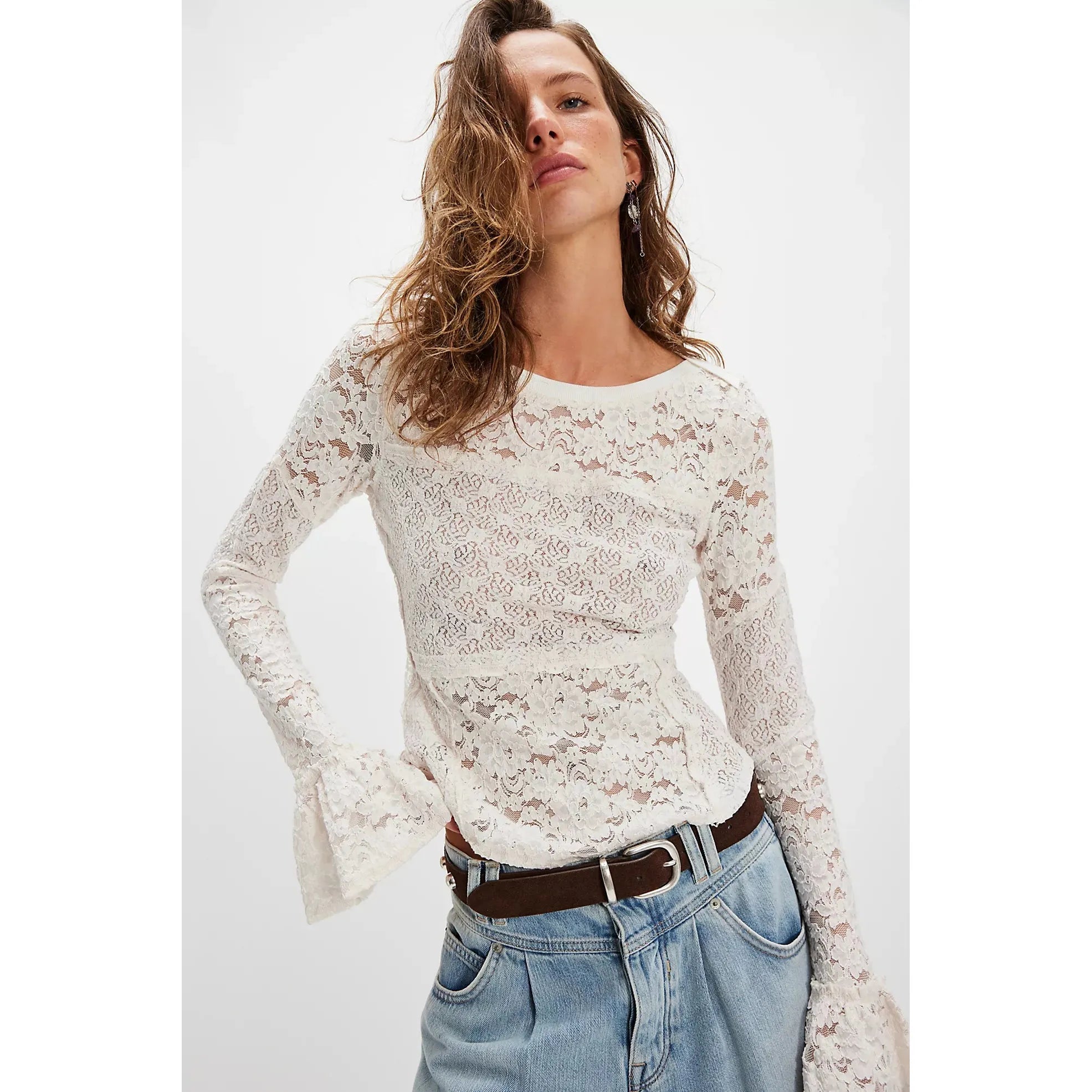 Free People - Lace Layering Long Sleeve in Sugar Swizzle
