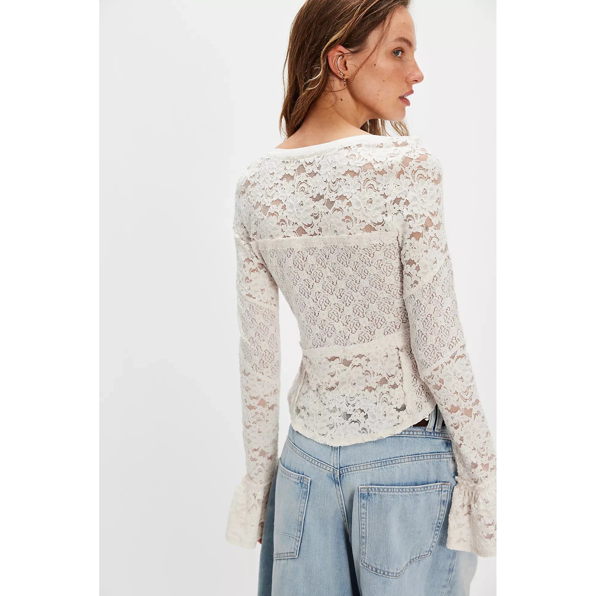 Free People - Lace Layering Long Sleeve in Sugar Swizzle