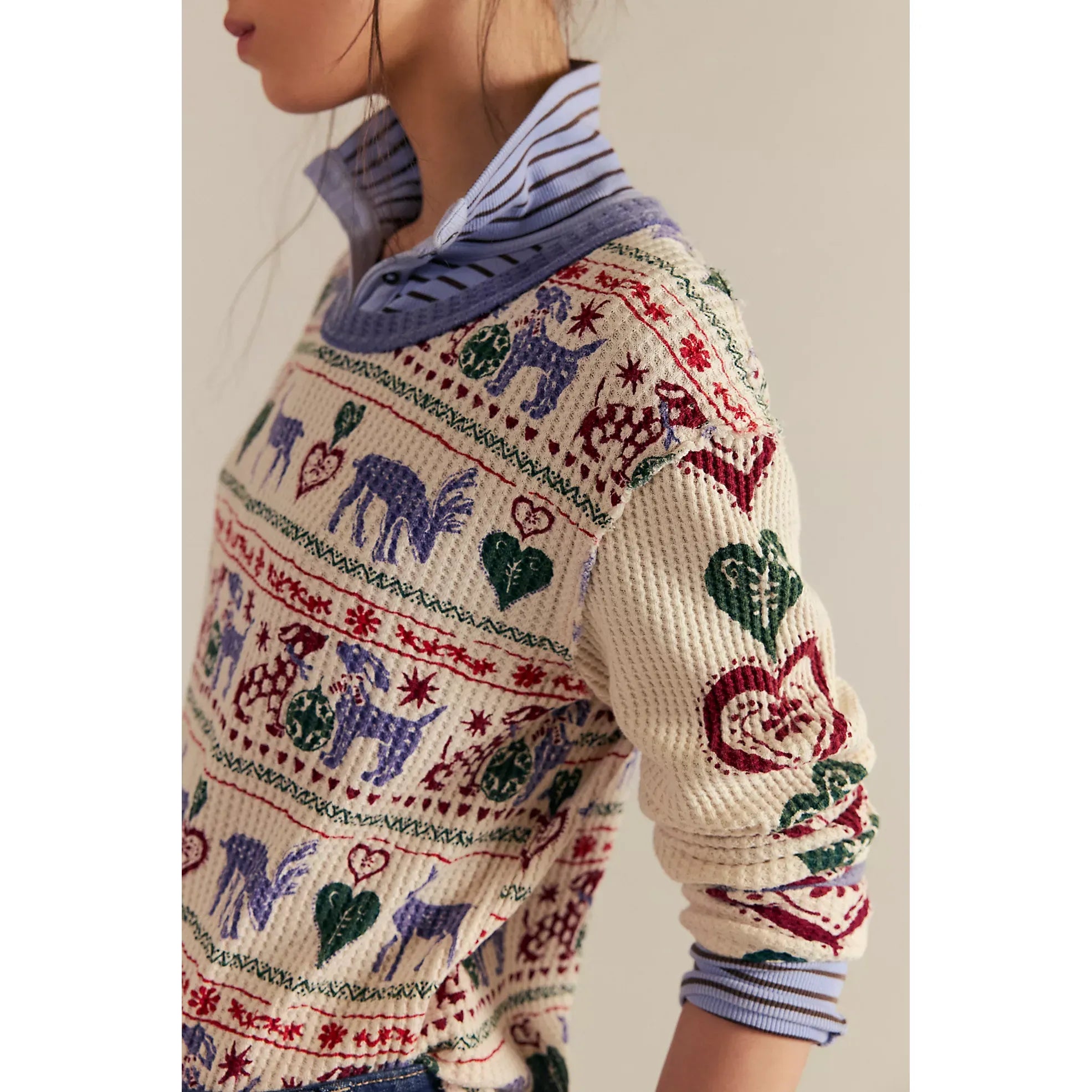 Free People - Blissful Layering Tee in Snowfall Combo