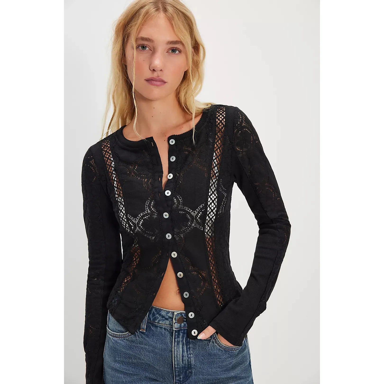 Free People - Jae Knit Long Sleeve in Black