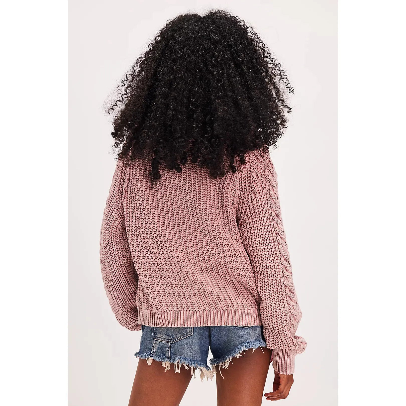 Free People - Frankie Cable Sweater in Misty Rose