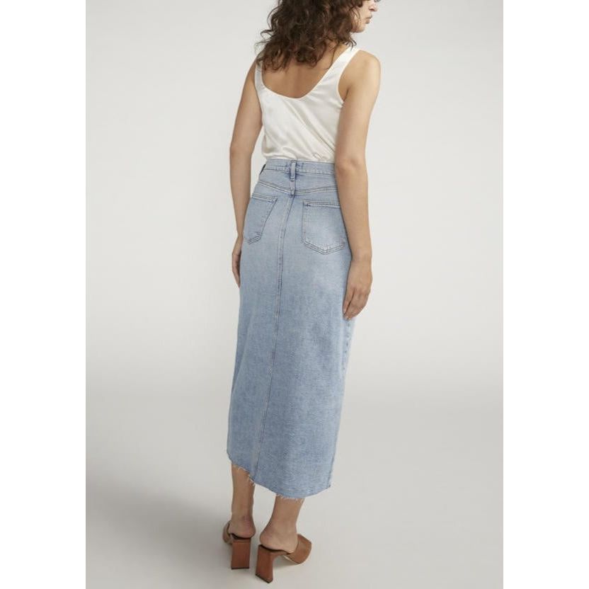 Silver Jeans - High Rise Denim Midi Skirt