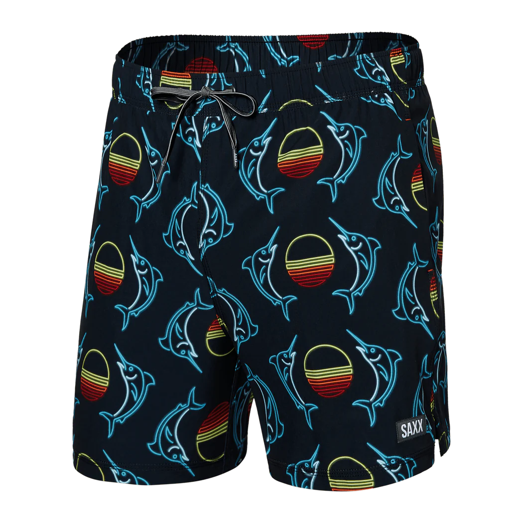 SAXX - Oh Bouy Swim Shorts 5" in Sunset Crest- Black